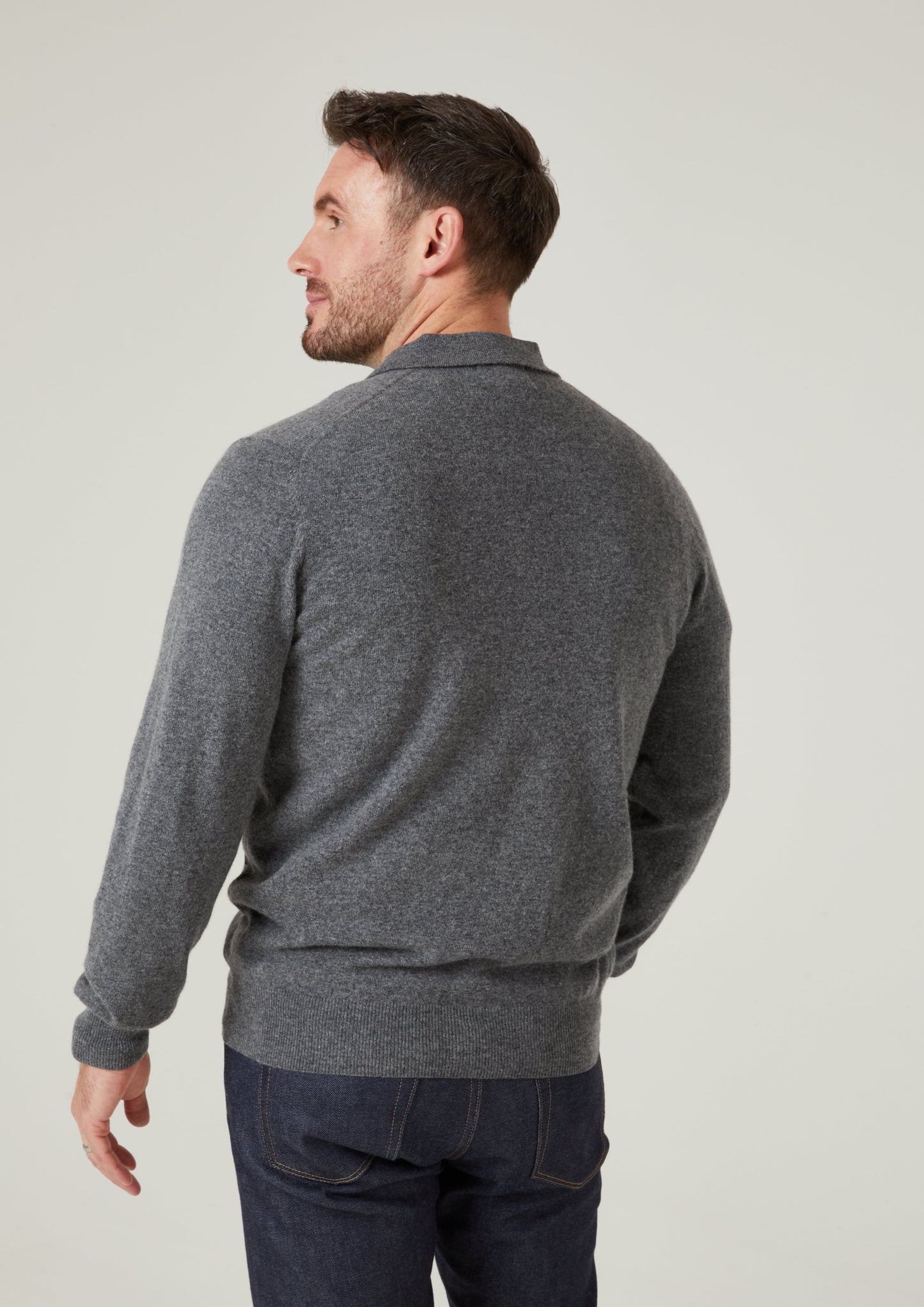 Tresswell Geelong Wool Long Sleeve Polo Shirt in Derby