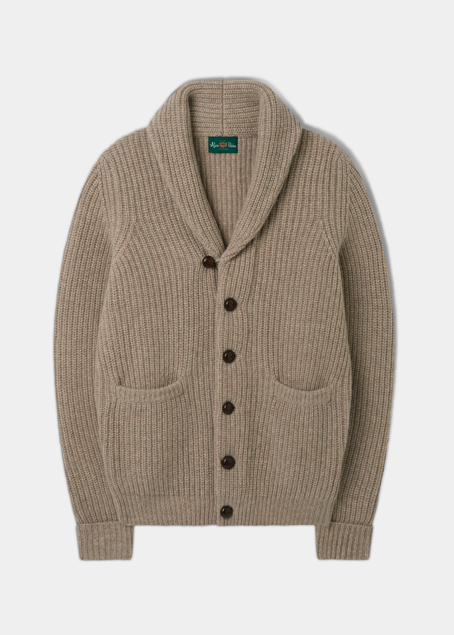 Usworth Men's Shawl Collar Lambswool Jumper In Cobble