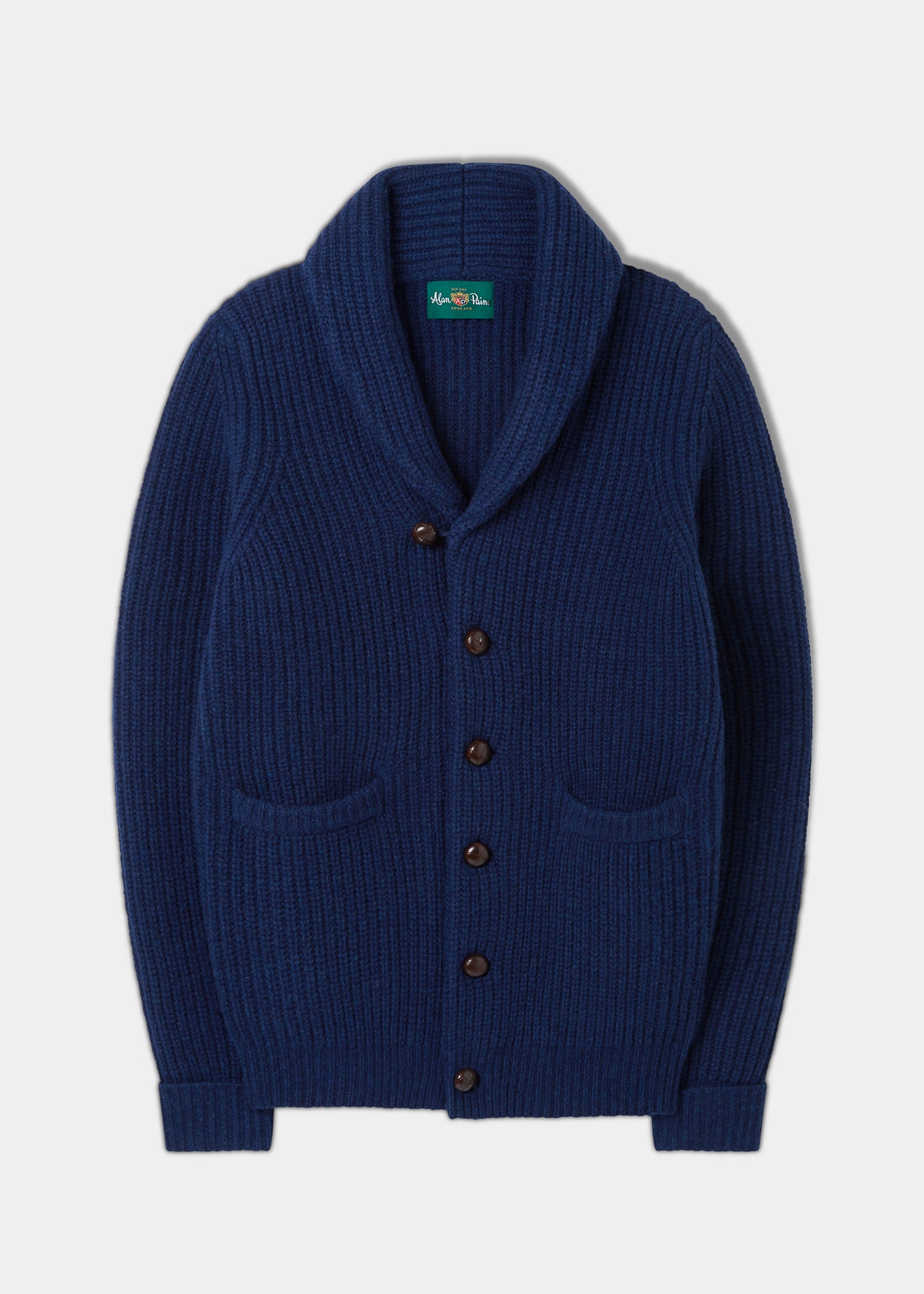 Usworth Men's Shawl Collar Lambswool Jumper In Indigo