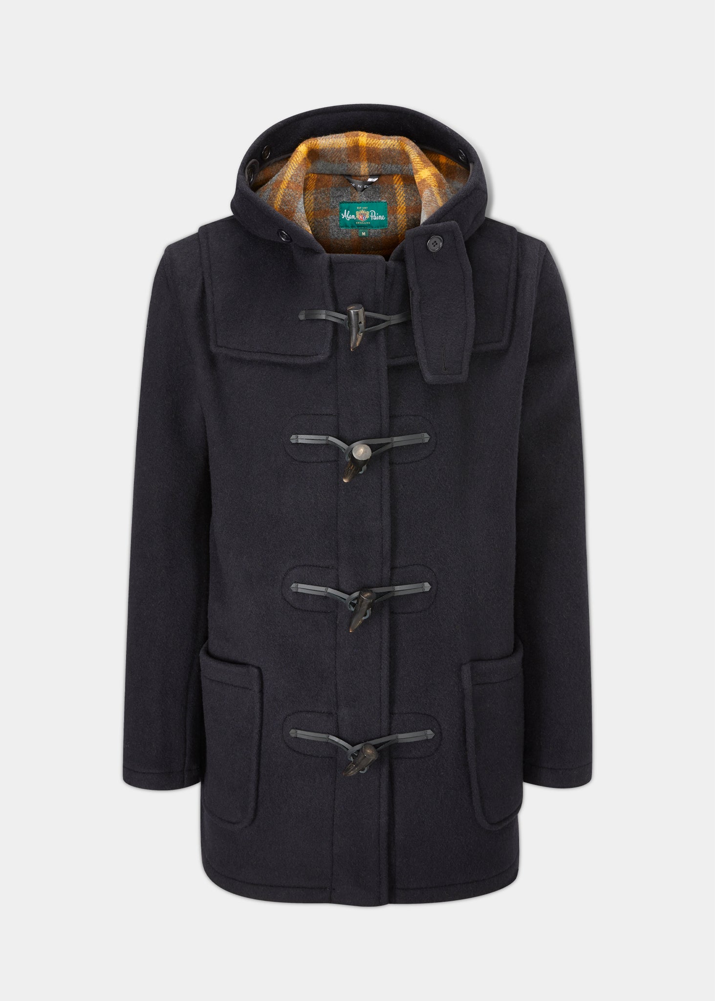 Alcombey Check Back Duffle Coat In Navy – Alan Paine