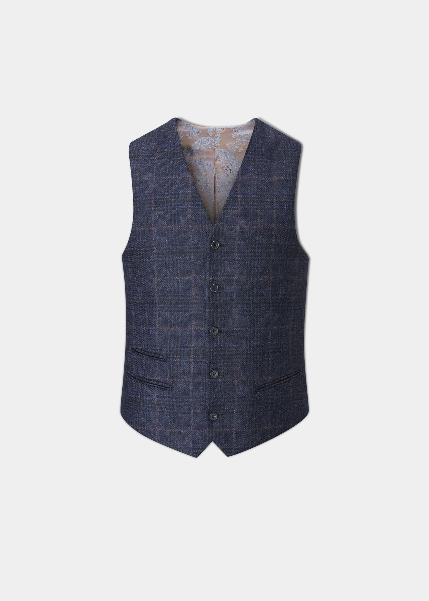 Surrey Men's Tweed Lined Country Waistcoat In Navy Check