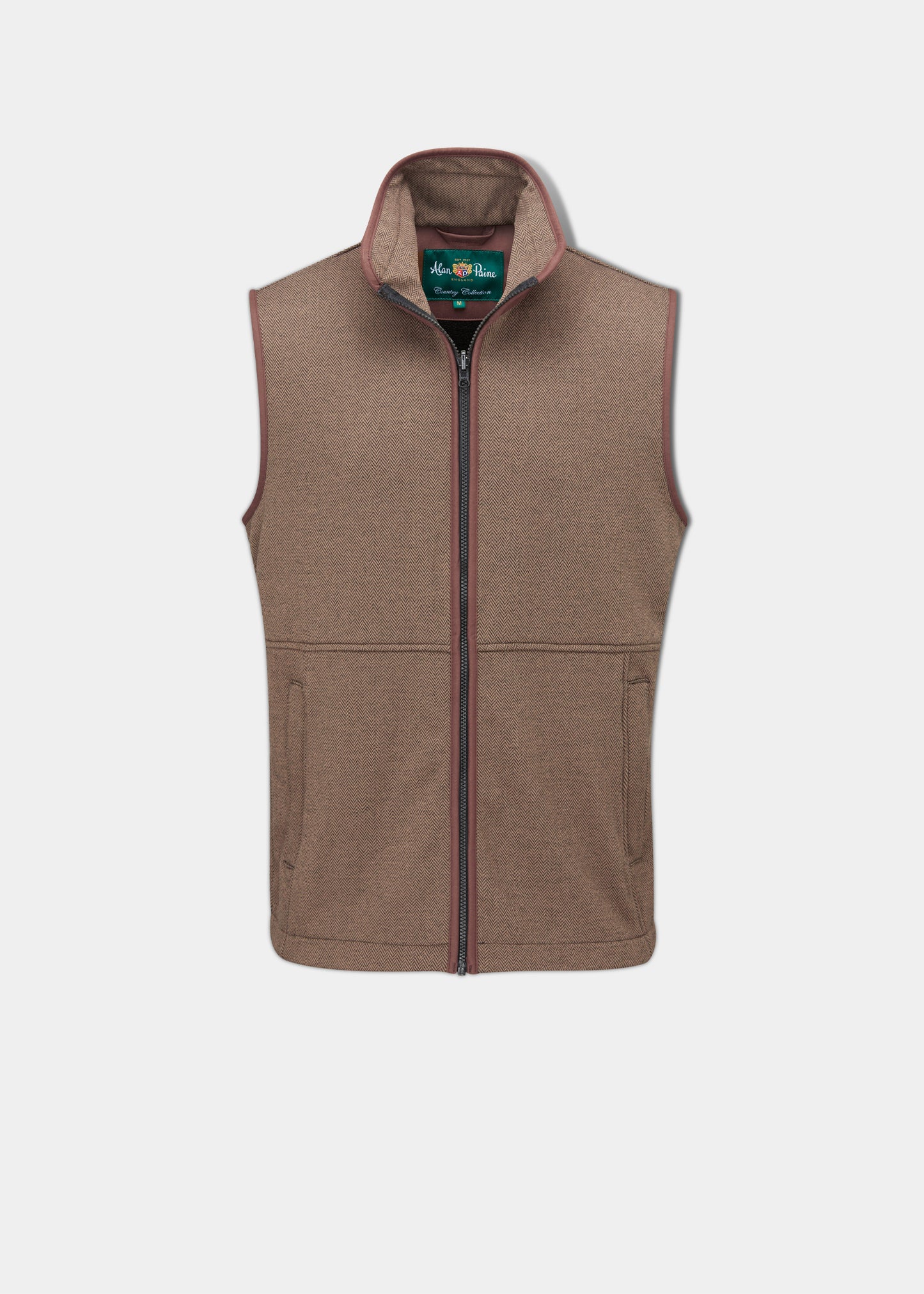 Aylsham Children's Fleece Waistcoat In Brown Herringbone