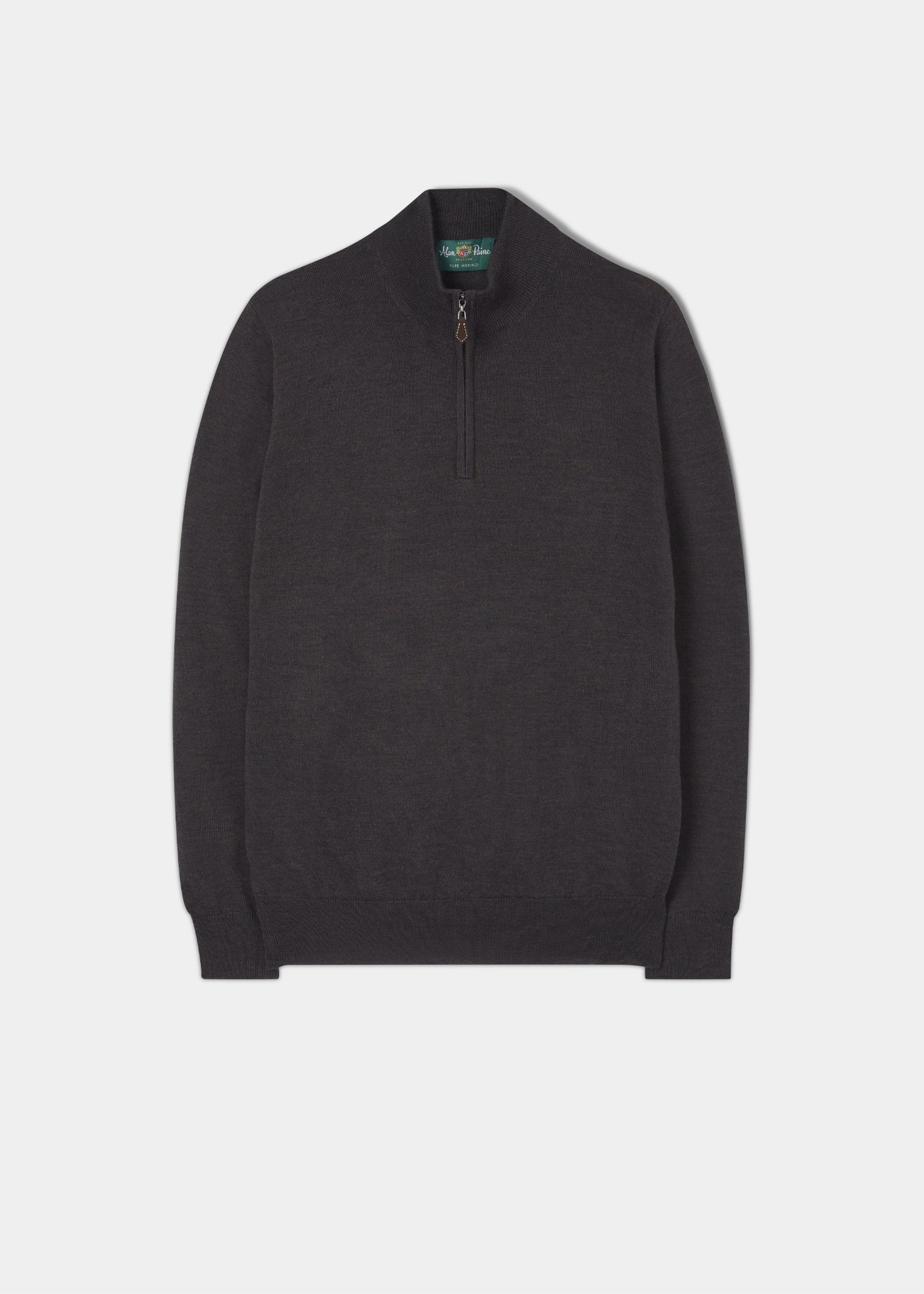 Barton Merino Wool 1/4 Zip Mock Jumper in Dark Brown
