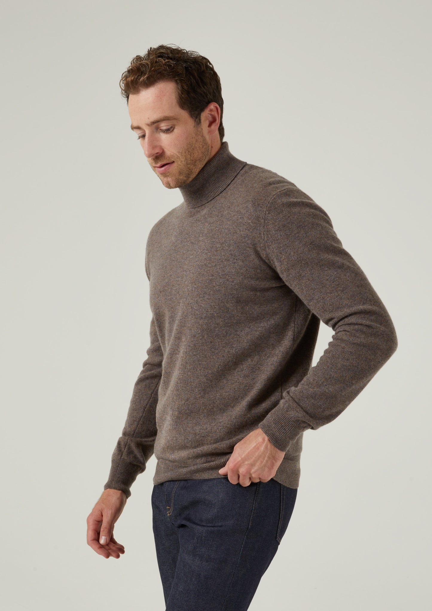 Bunbury Geelong Wool Roll Neck Jumper in Teak