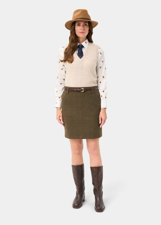 Combrook Ladies Tweed Water Repellent Skirt 49cm in Willow - Regular Fit