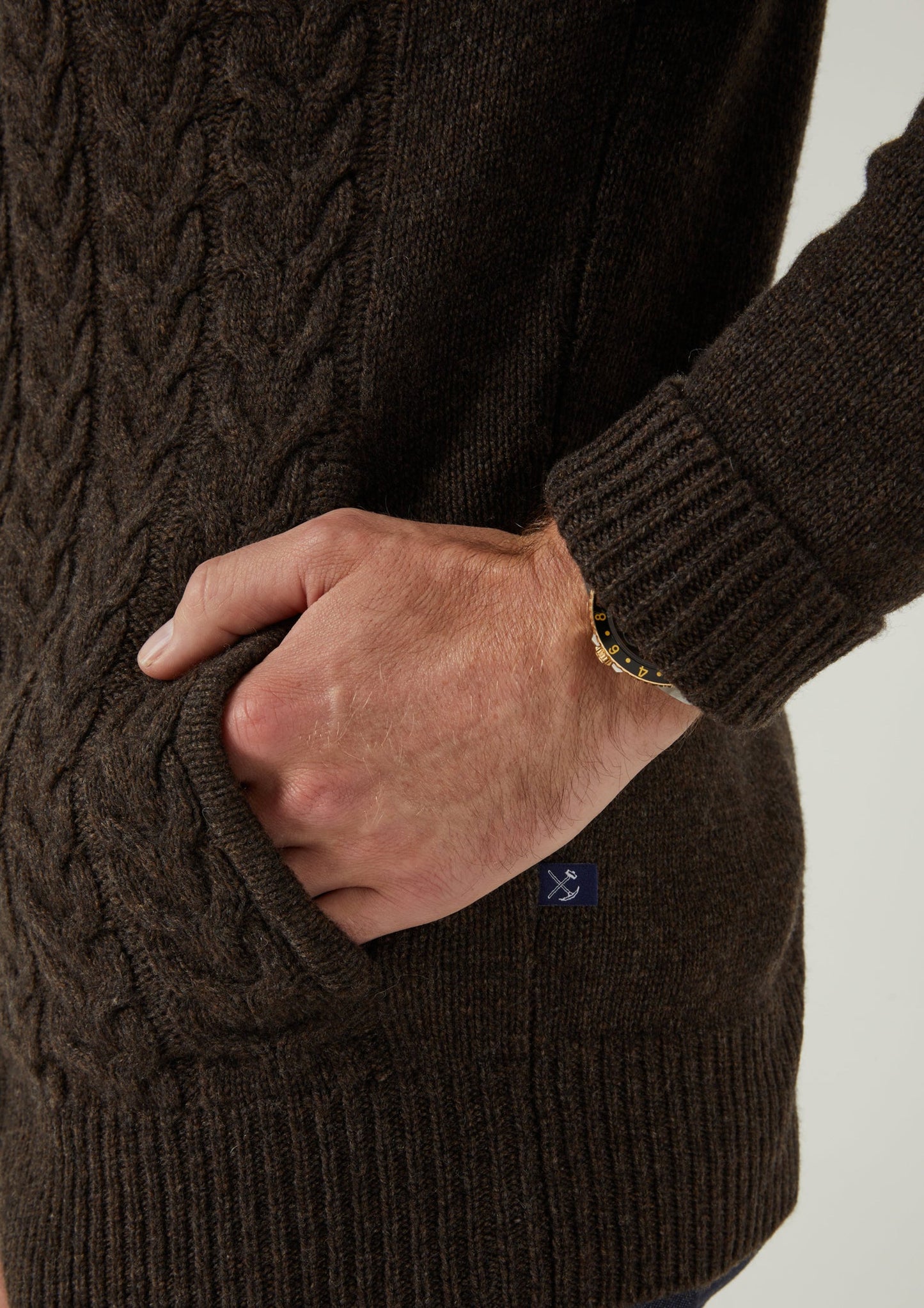 Hawsker Zip Front Mock Neck Jumper In Cocoa