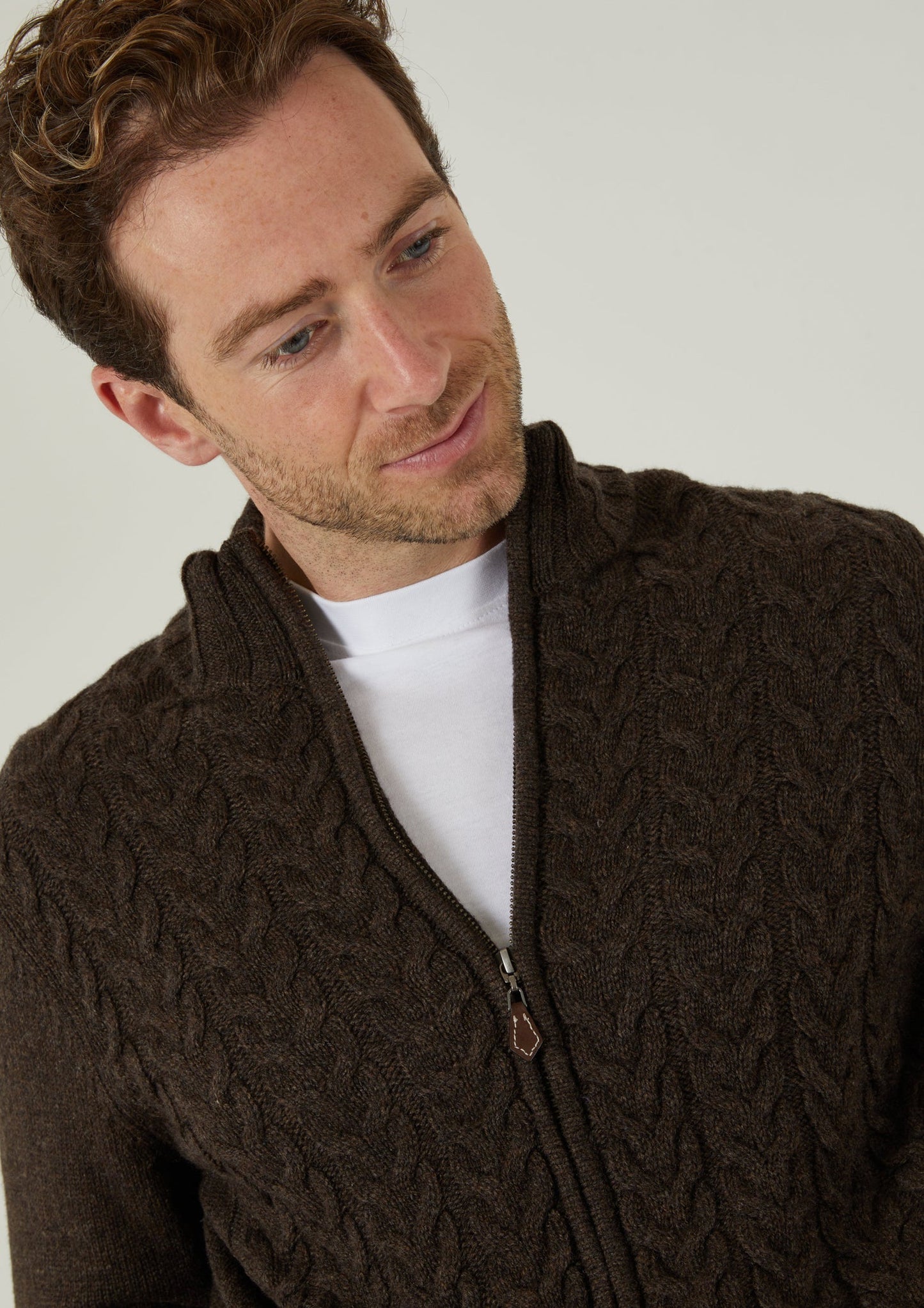 Hawsker Zip Front Mock Neck Jumper In Cocoa