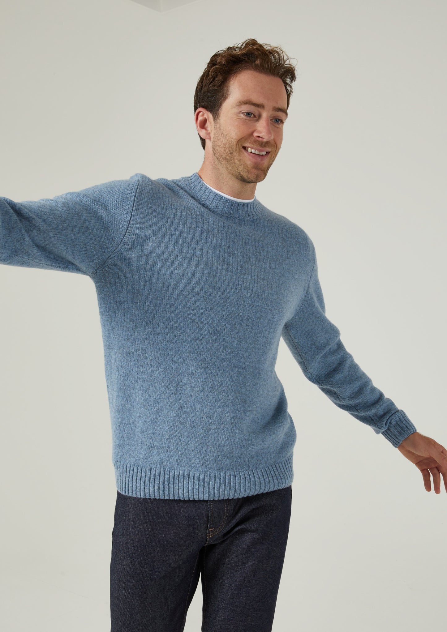Kinnadie Supersoft Shetland Jumper In Glacier