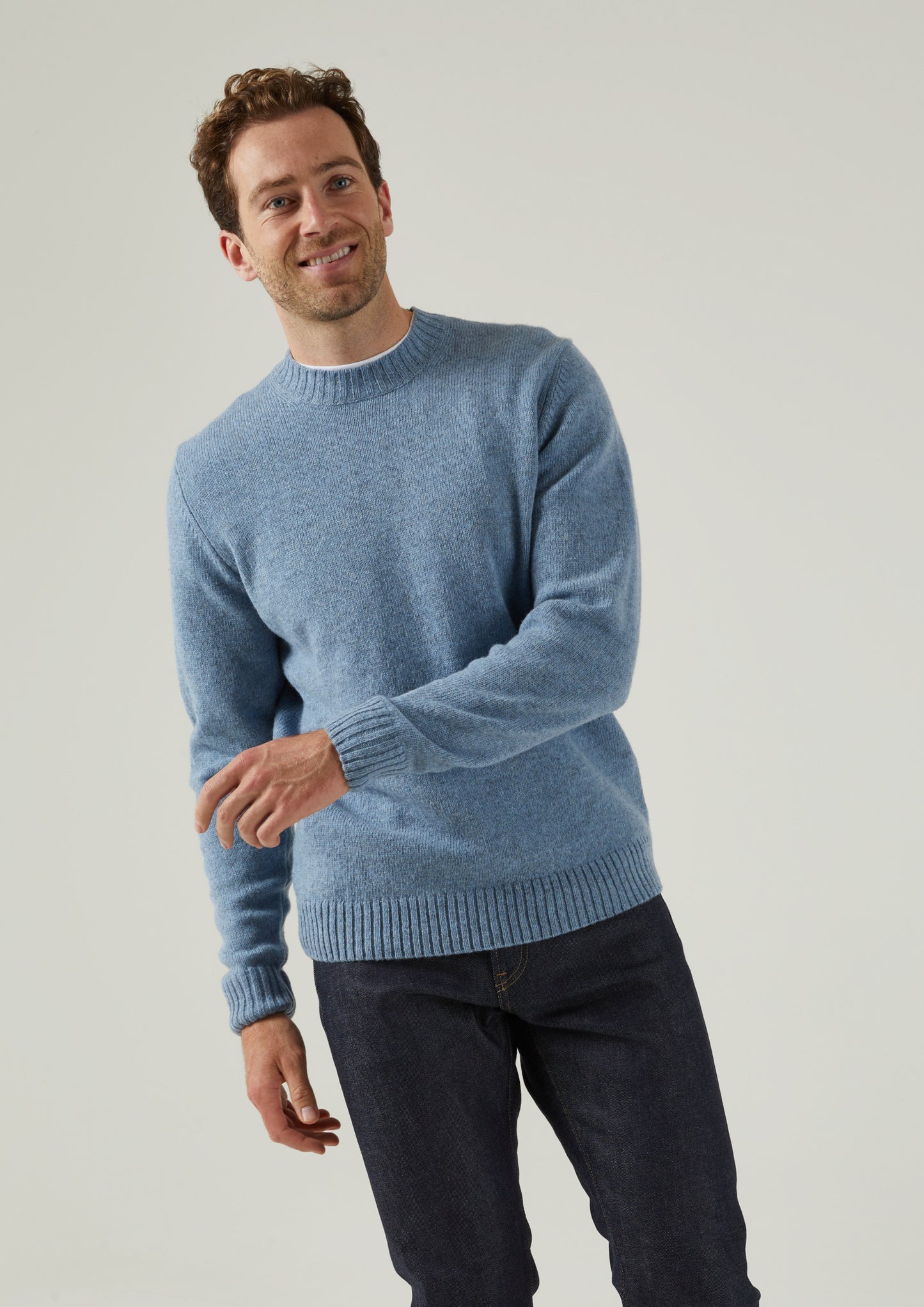 Kinnadie Supersoft Shetland Jumper In Glacier
