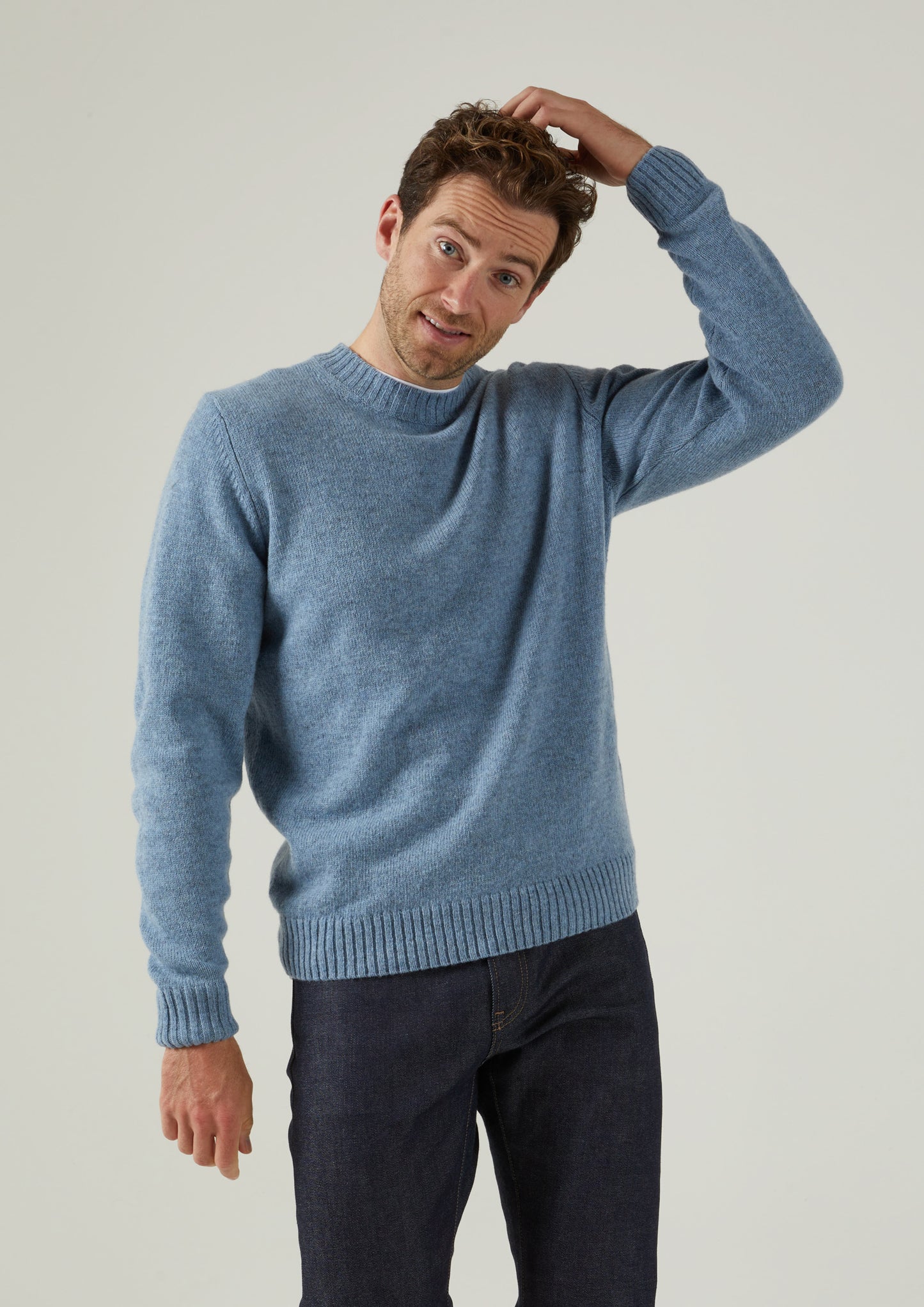 Kinnadie Supersoft Shetland Jumper In Glacier