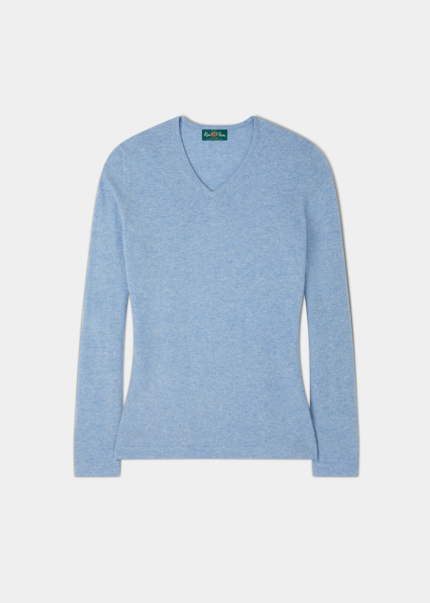 Ladies Geelong Lambswool Vee Neck Jumper In Glacier