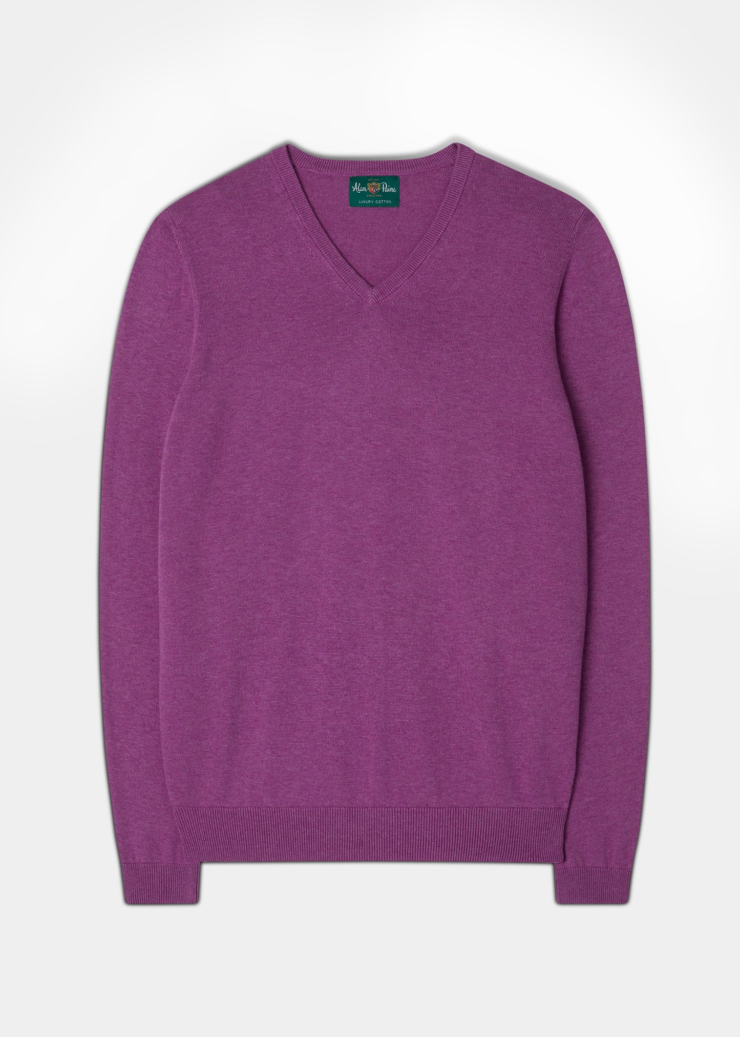 Men's Cotton Cashmere V-Neck Jumper In Orchid