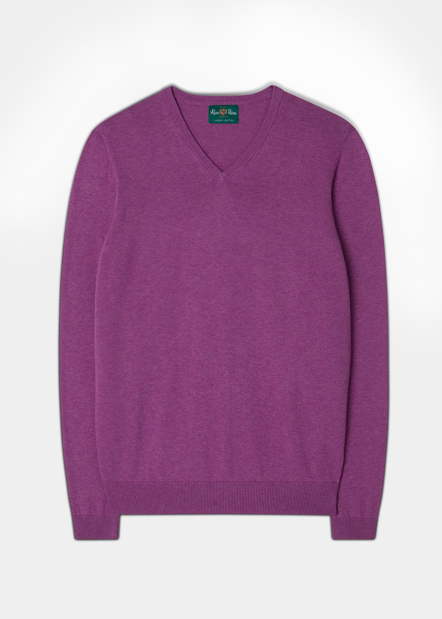 Men's Cotton Cashmere V-Neck Jumper In Orchid