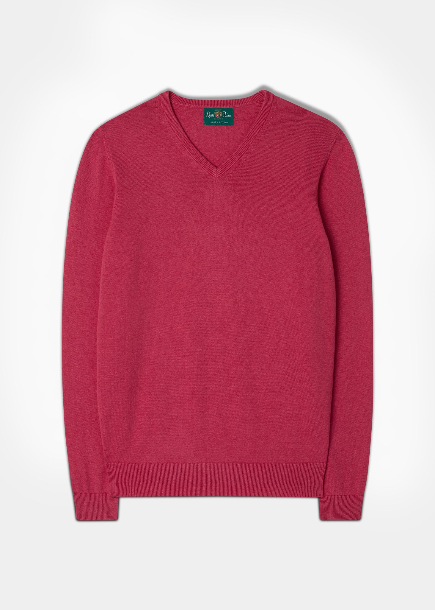 Men's Cotton Cashmere V-Neck Jumper In Raspberry