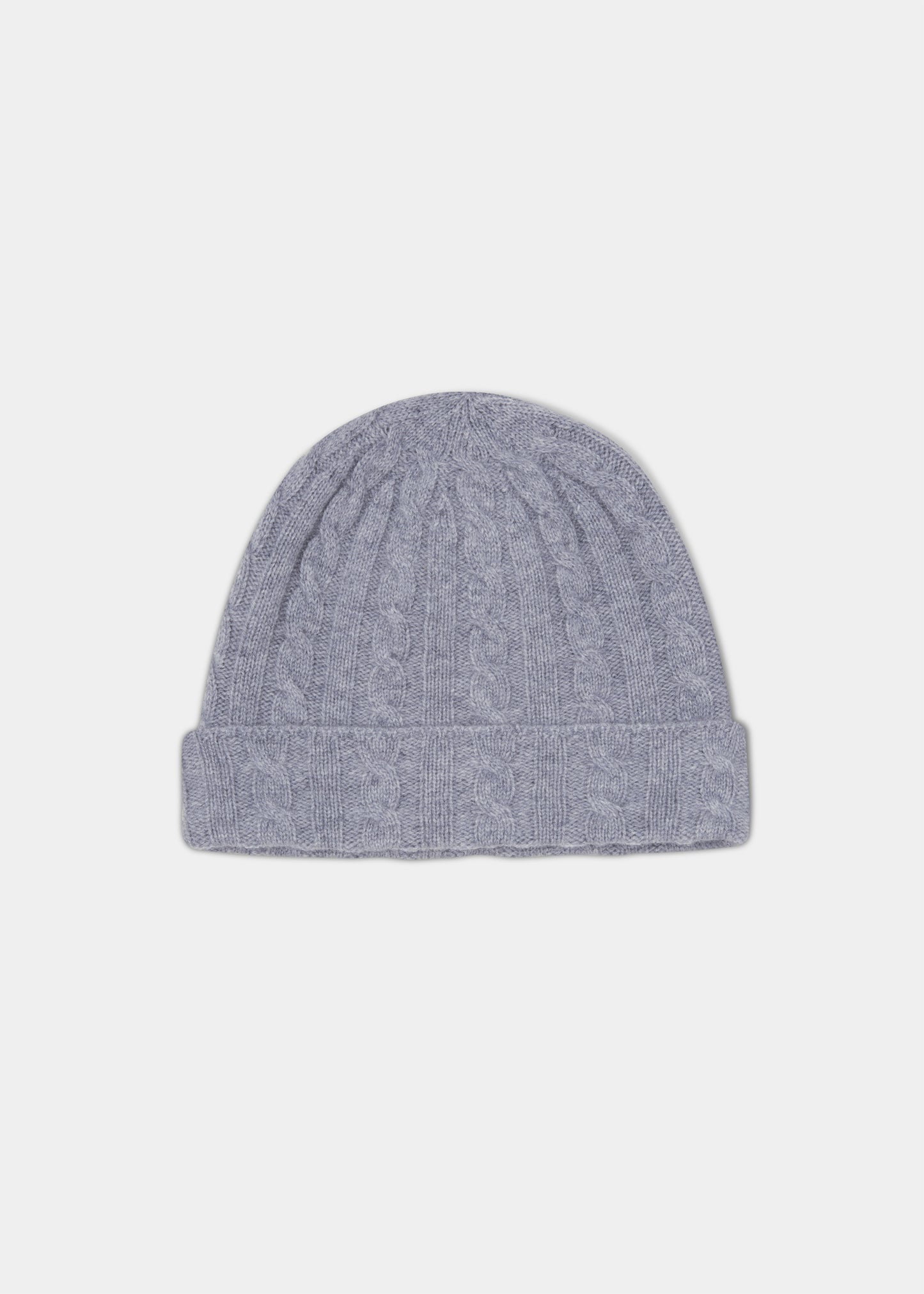 Rochester Cable and Bar Cashmere Beanie In Light Grey Mix