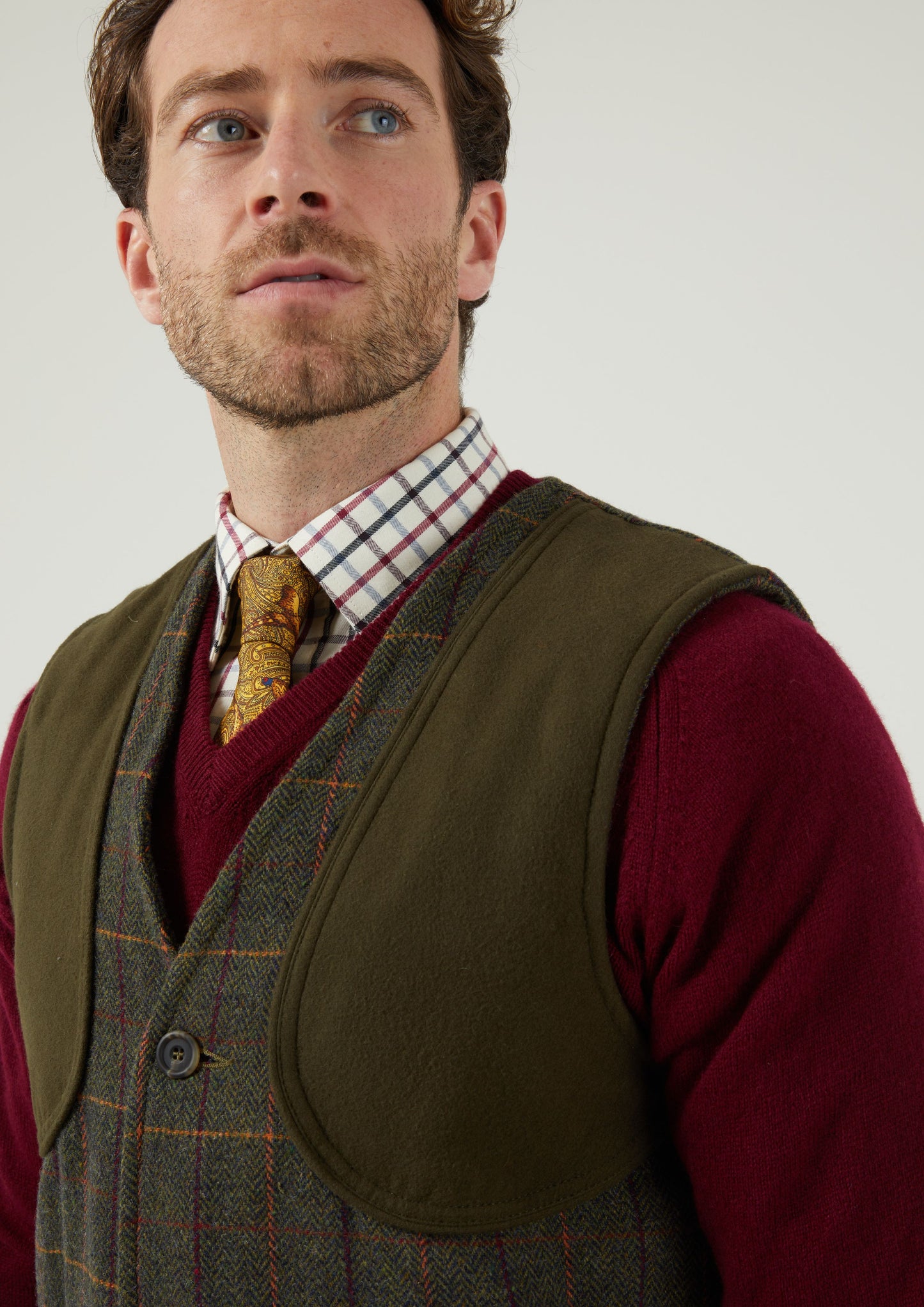 Rutland Men's Tweed Shooting Waistcoat In Fern 