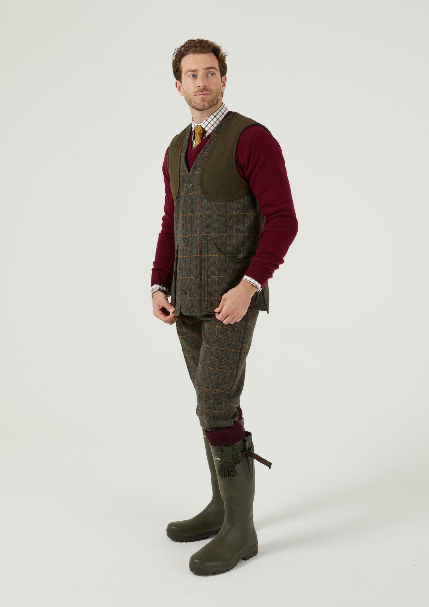 Rutland Men's Tweed Shooting Waistcoat In Fern