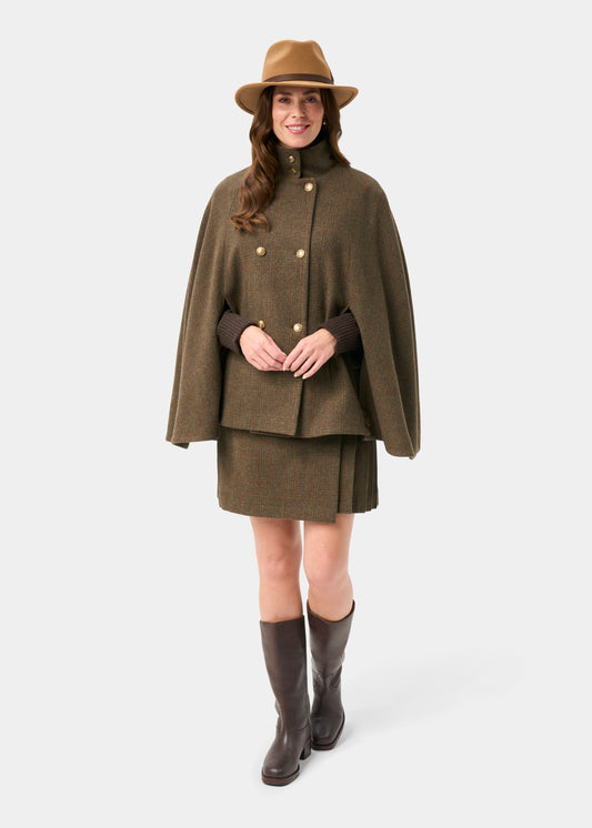 Surrey Ladies Tweed Water Repellent Cape in Field Maple - Regular Fit