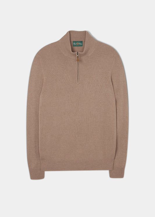 Sutherland Lambswool 1/4 Zip Jumper in Camel