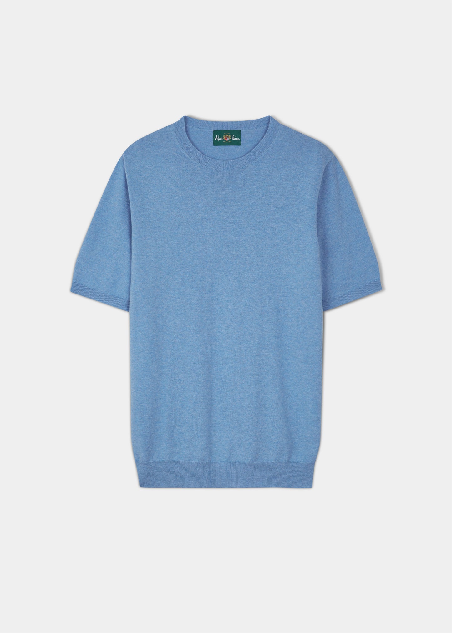 luxury cotton t-shirt with short sleeves in light blue.