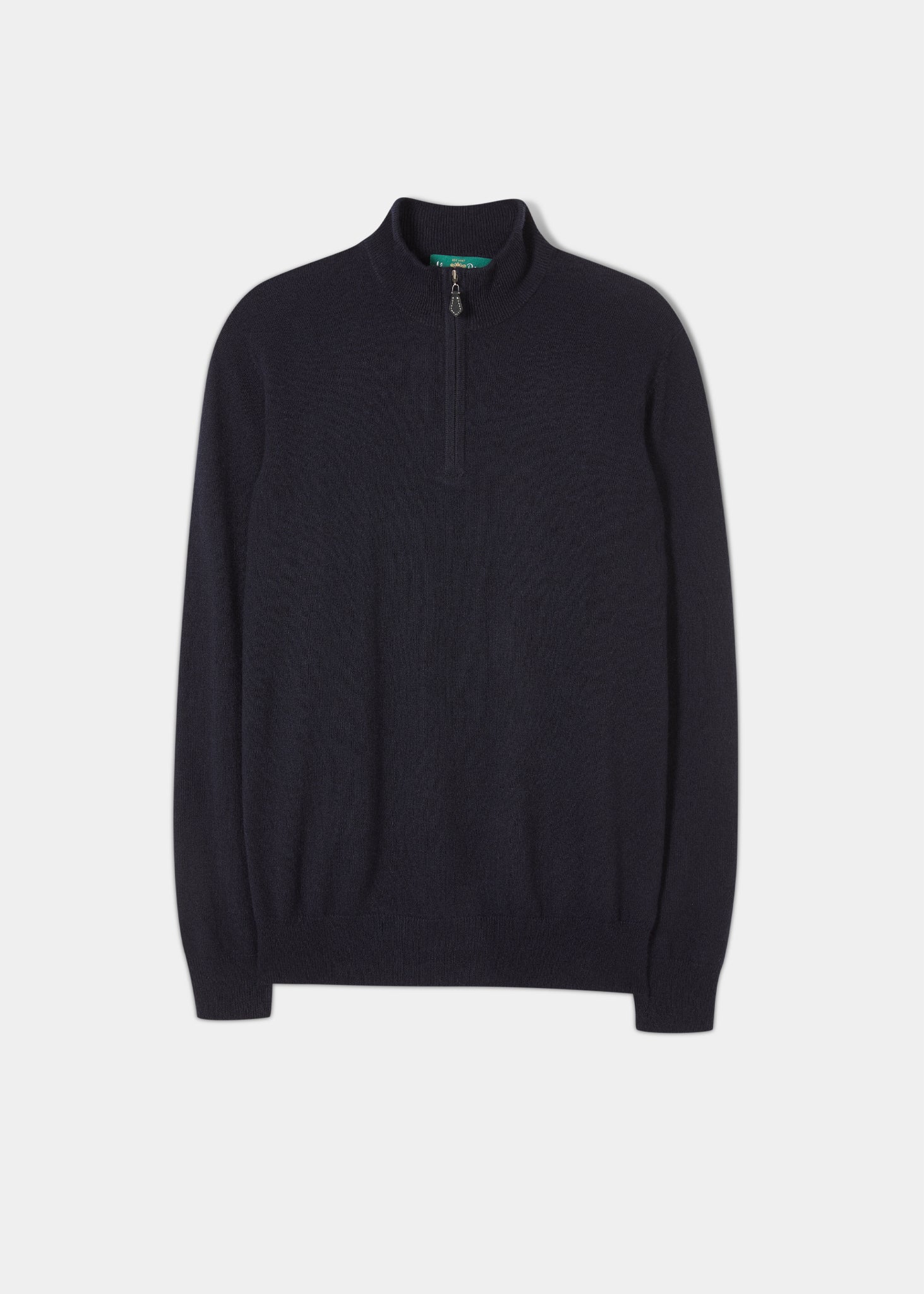 Hanbury Cashmere Zipped Mock Neck Jumper in Dark Navy – Alan Paine