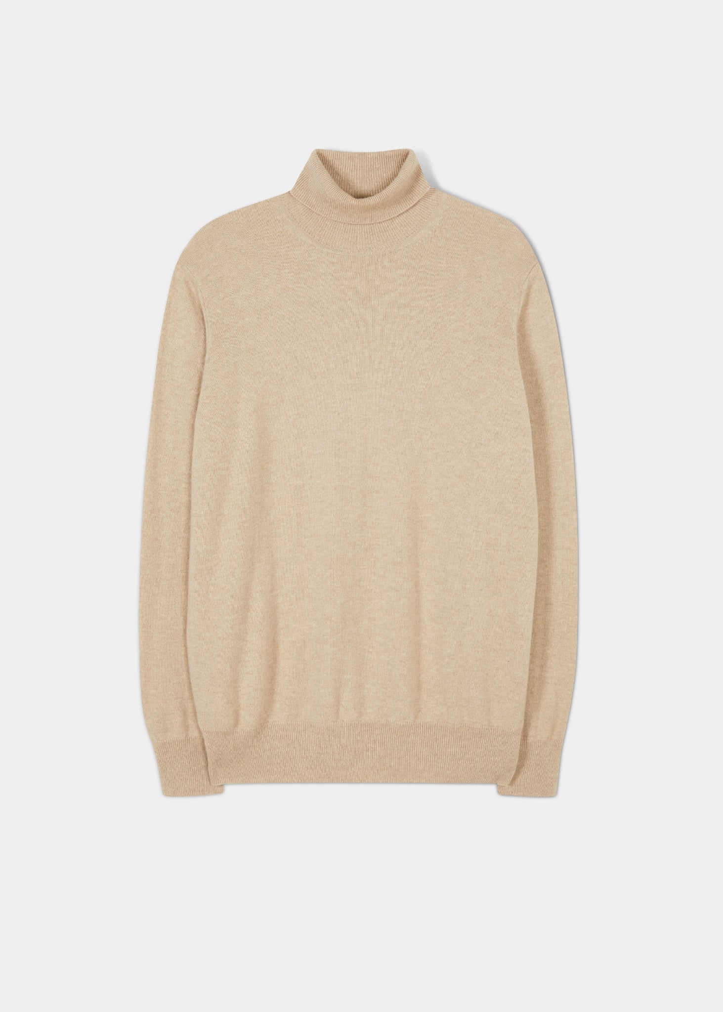 Men s Cashmere Roll Neck Jumper In Linen Alan Paine UK