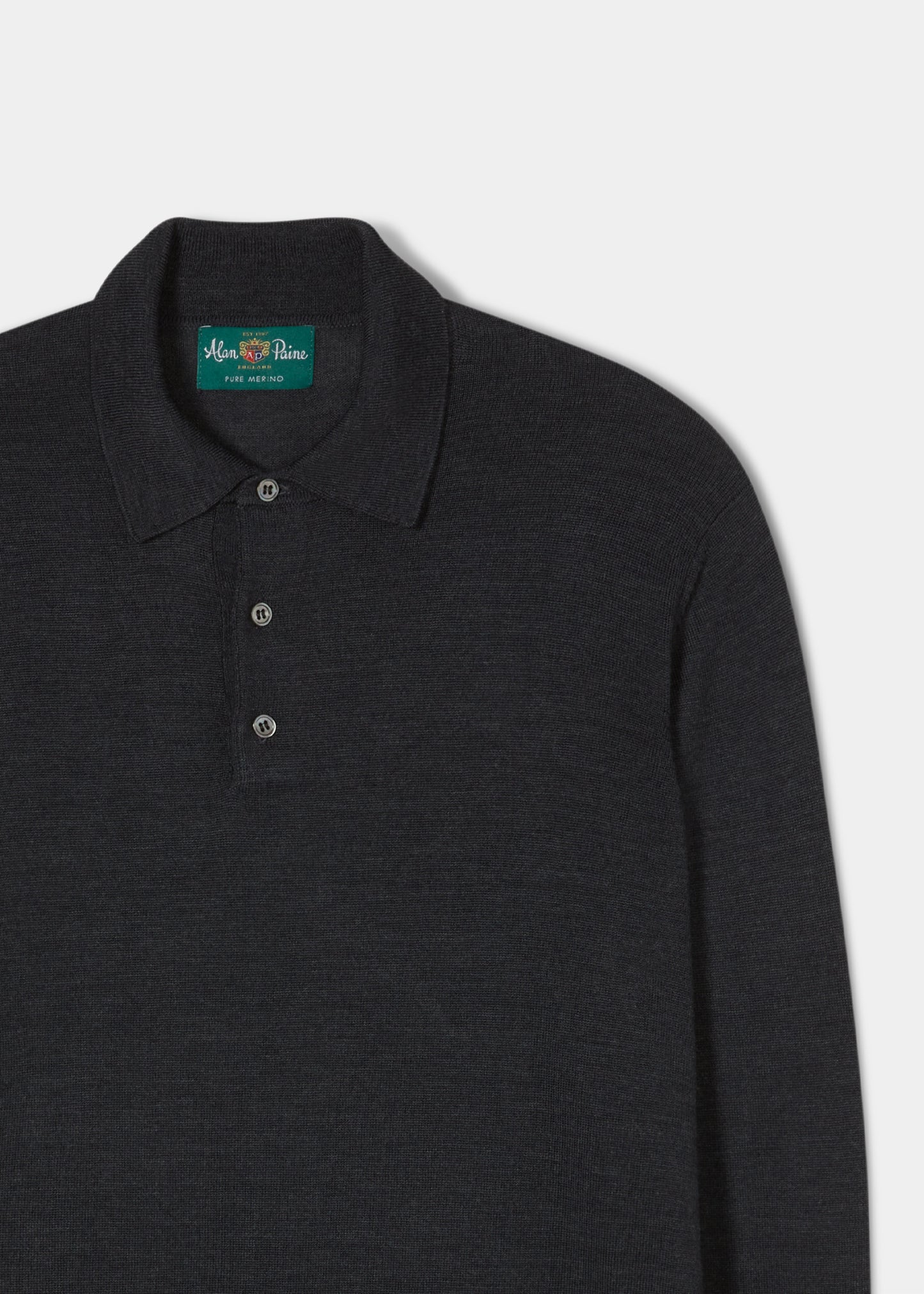 Merino-Wool-Long-Sleeve-Polo-Shirt-Charcoal