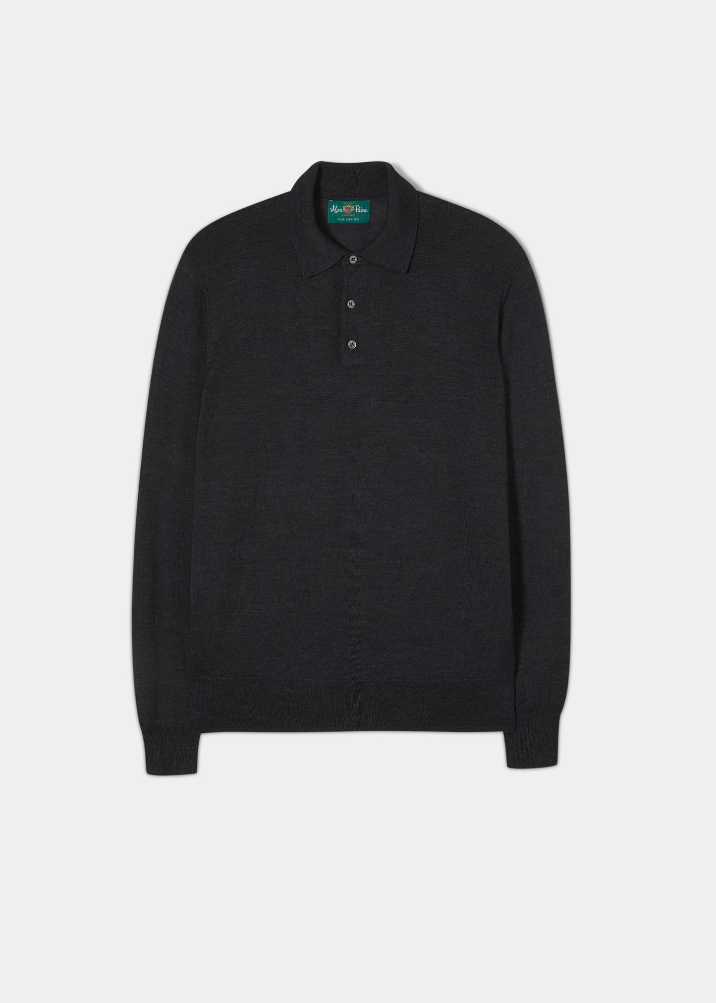 Merino-Wool-Long-Sleeve-Polo-Shirt-Charcoal