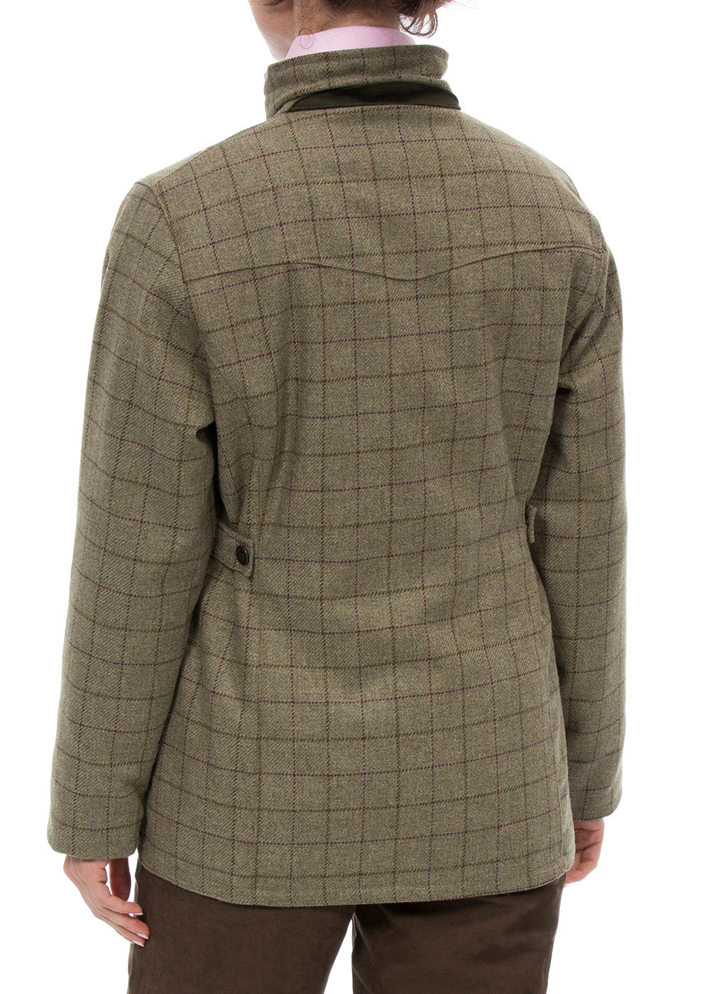Rutland Ladies Tweed Waterproof Shooting Coat In Asparagus