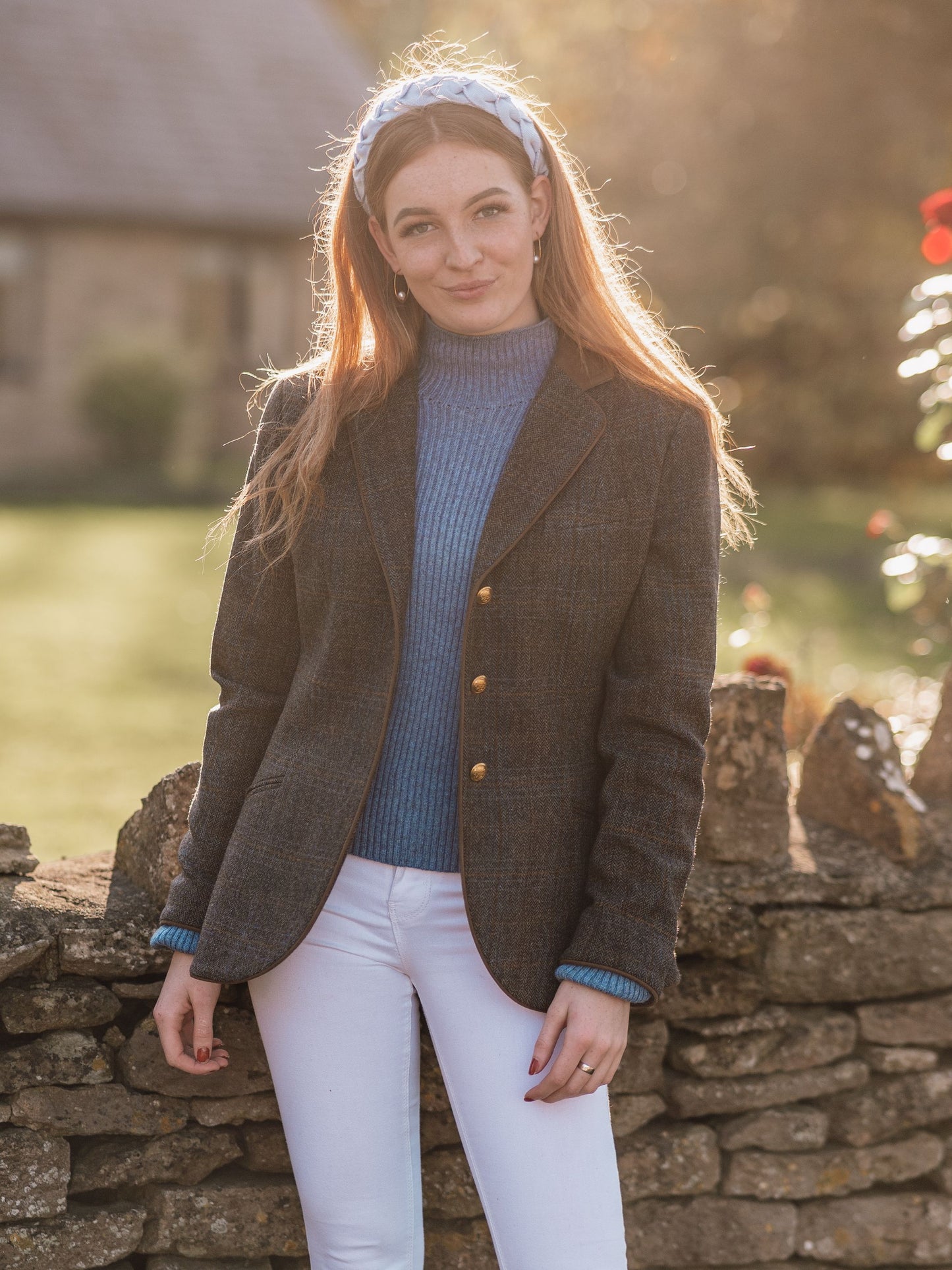 Surrey Ladies Tweed Blazer In Taupe - Regular Fit