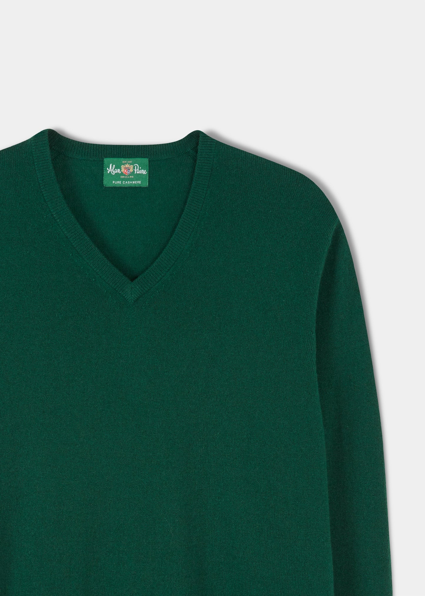Haddington Cashmere Jumper in Tartan Green - Regular Fit