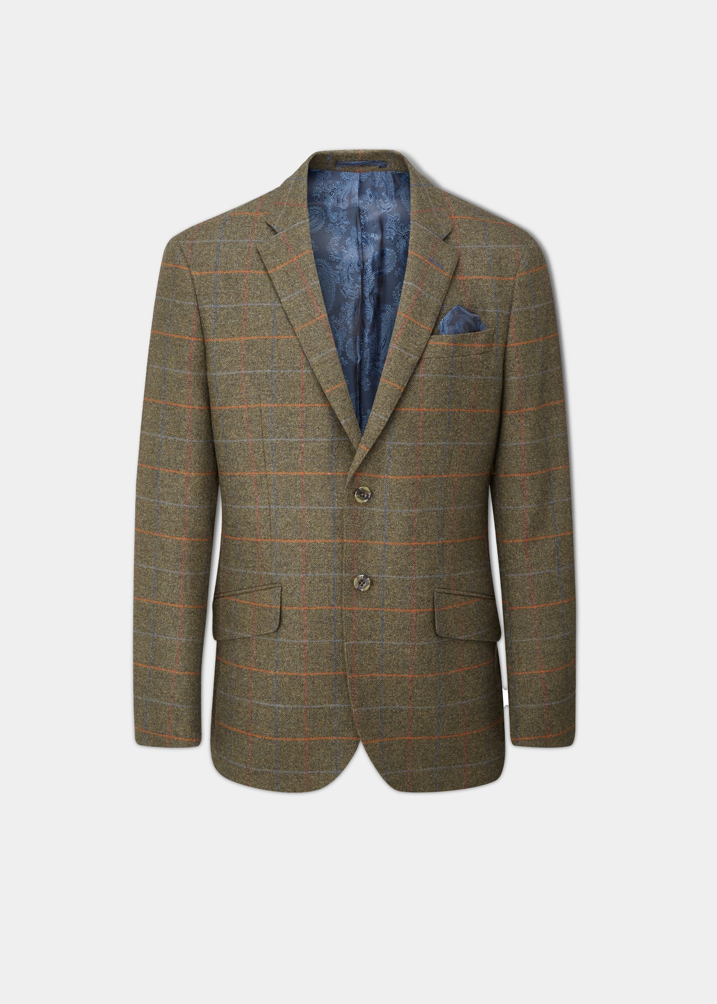 Surrey Tweed Lined Blazer In Moss- Regular Fit