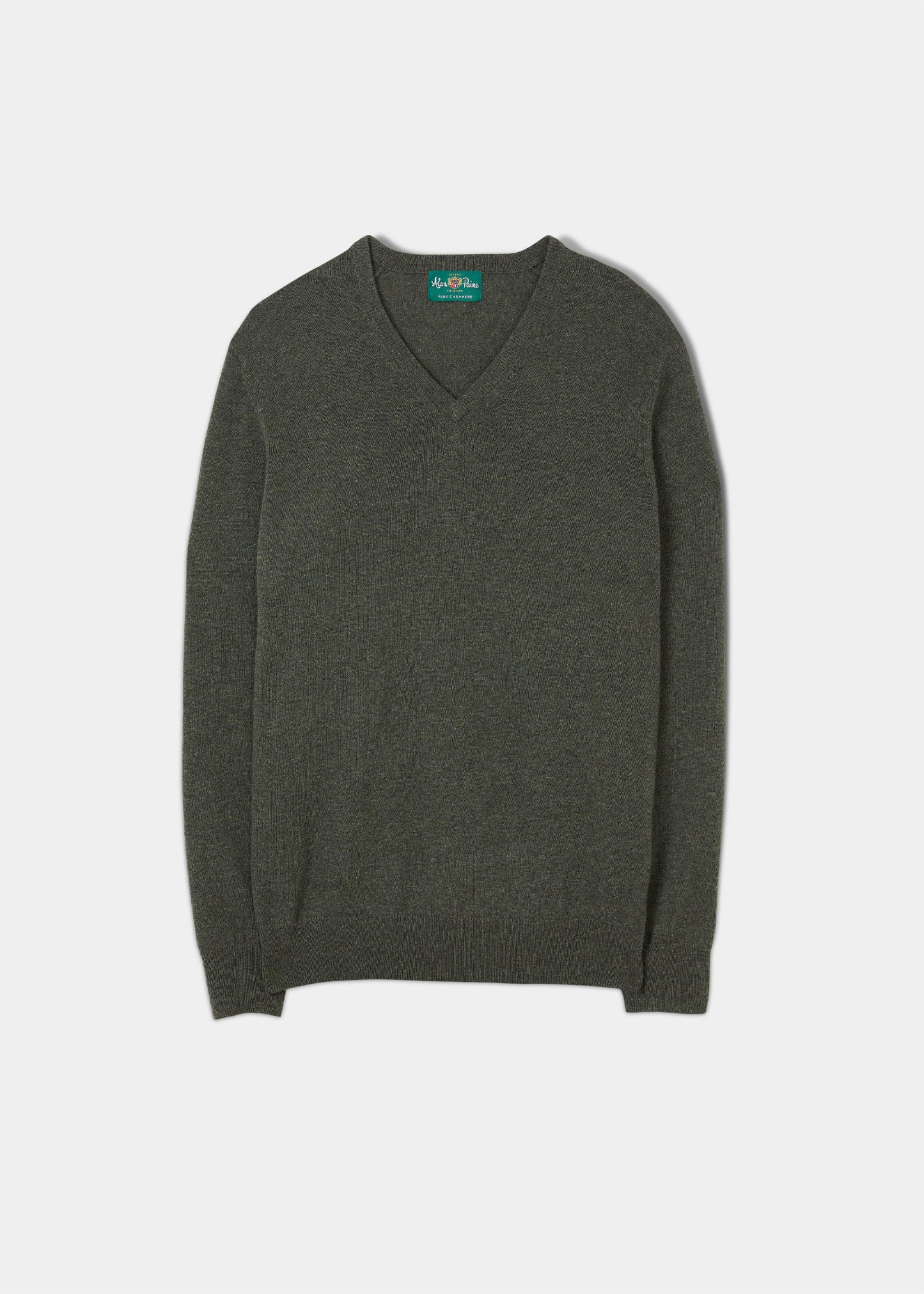 Men's Cashmere V Neck Jumper in Rosemary