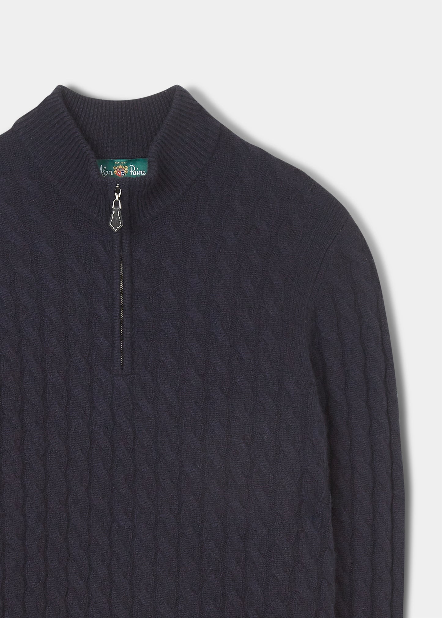 Men's Quarter Zip Cashmere Jumper In Dark Navy