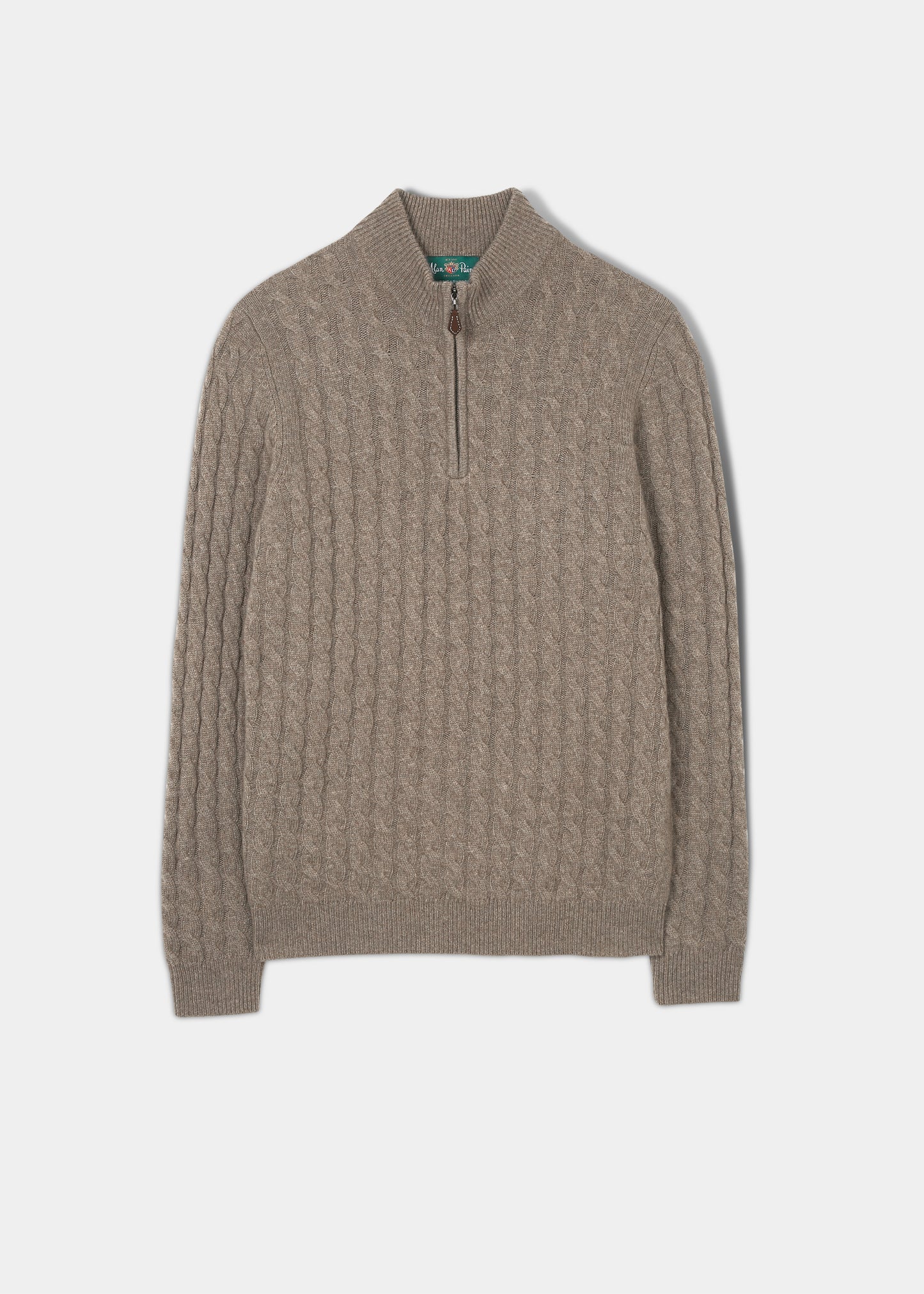 Men's Quarter Zip Cashmere Jumper In Mouse