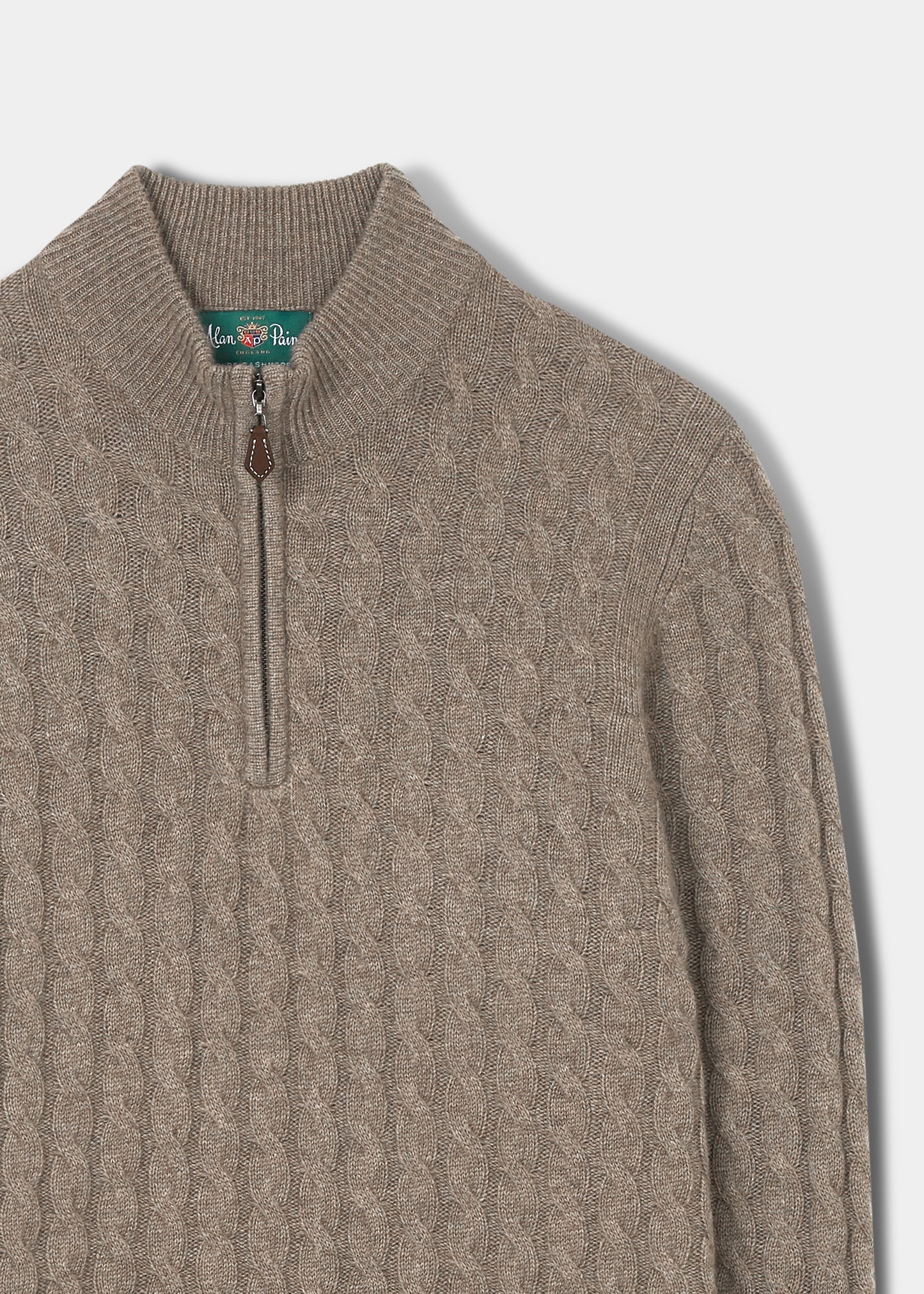 Men's Quarter Zip Cashmere Jumper In Mouse