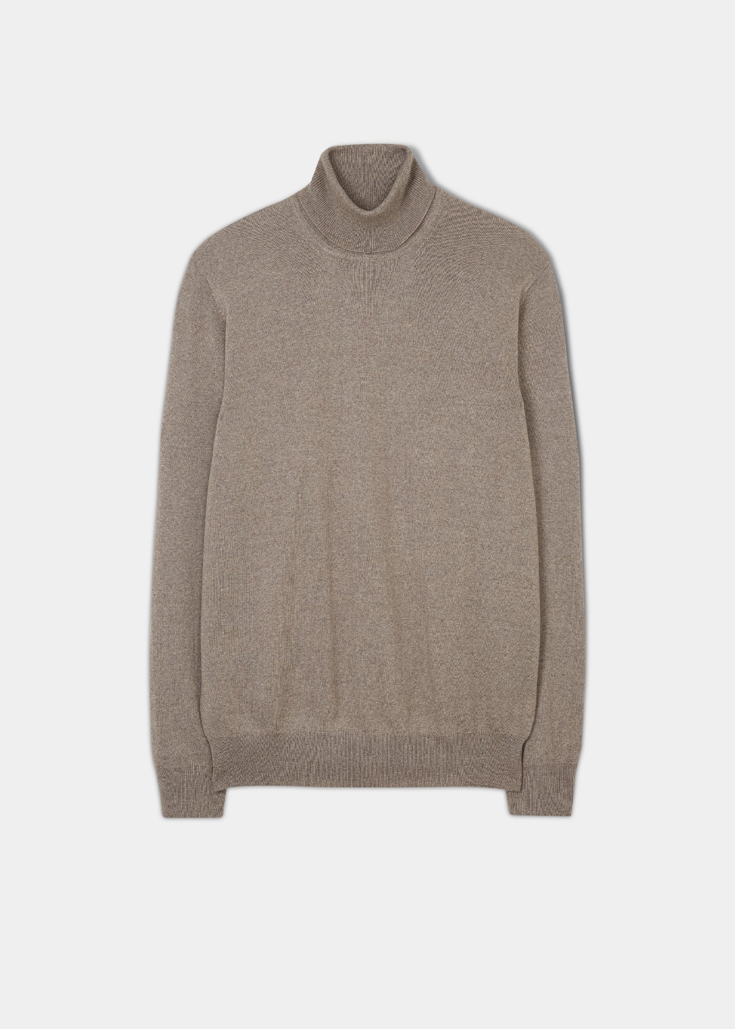 Men's Merino Wool Roll Neck Jumper in Mushroom