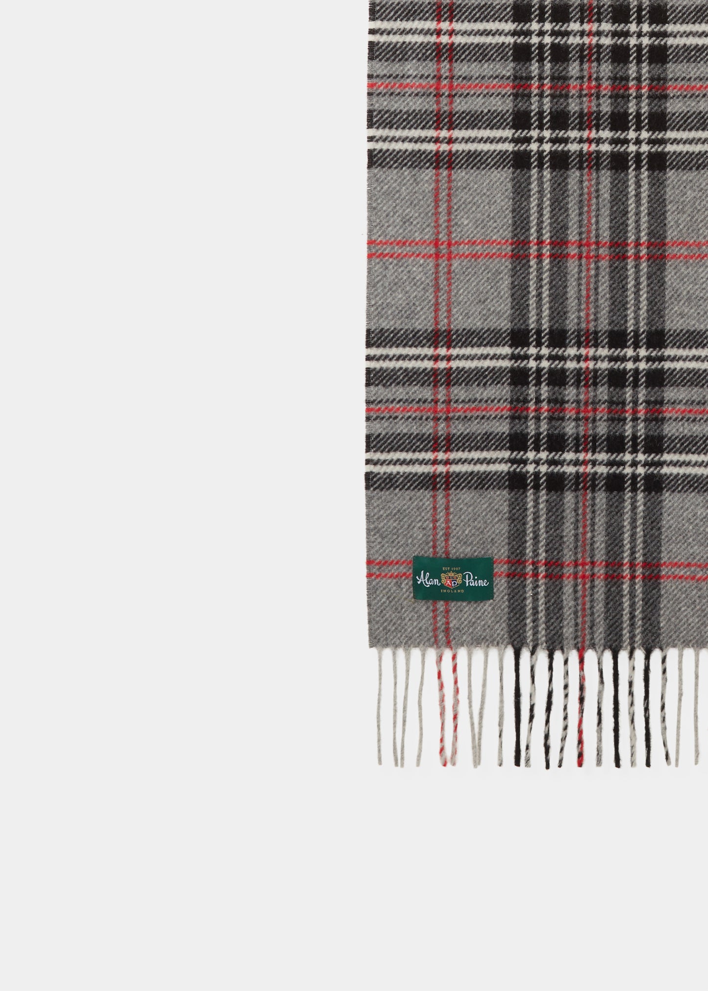 Pendock Wool Check Scarf in Grey