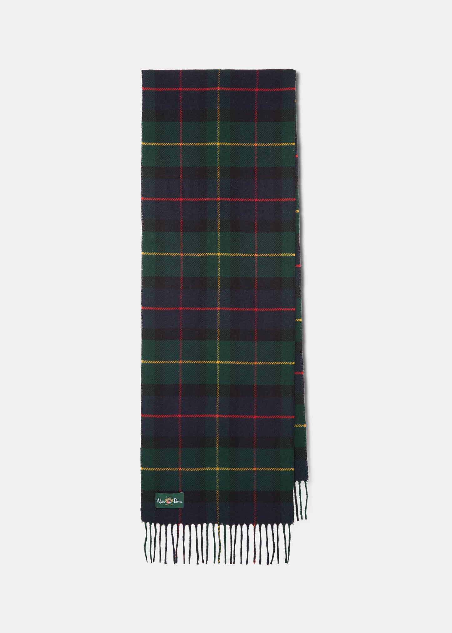 Pendock Wool Check Scarf in Tartan Green