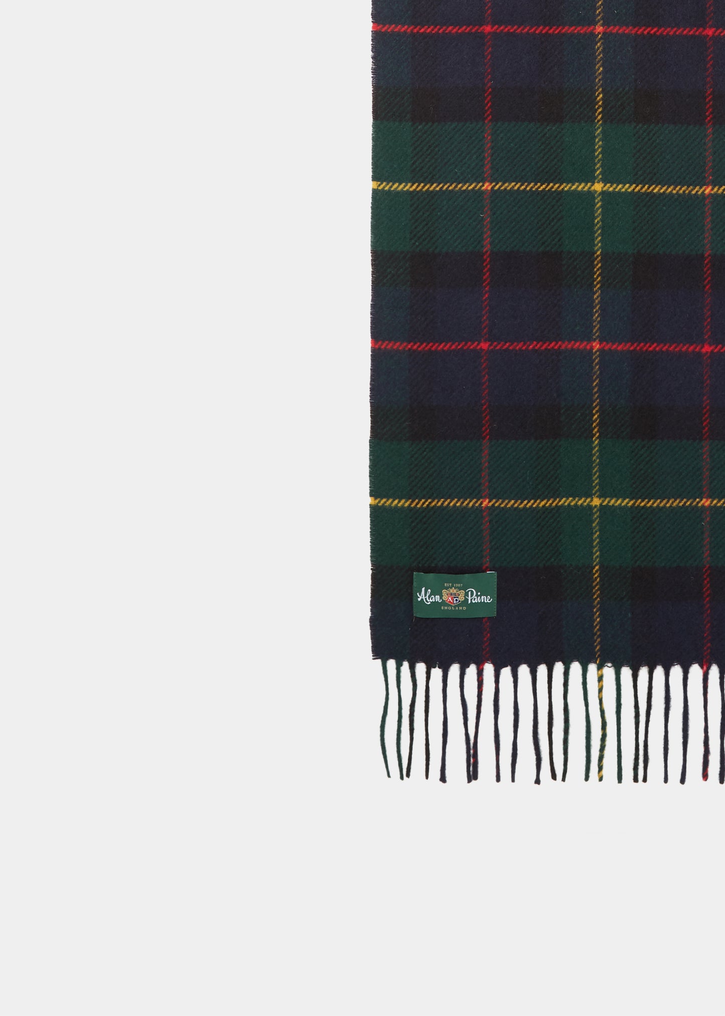 Pendock Wool Check Scarf in Tartan Green