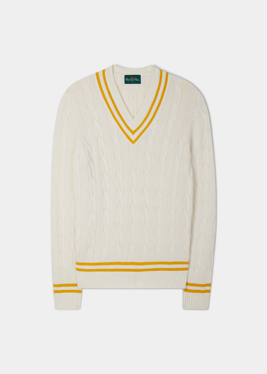 Cotton Cricket Jumper In Ecru and Gold