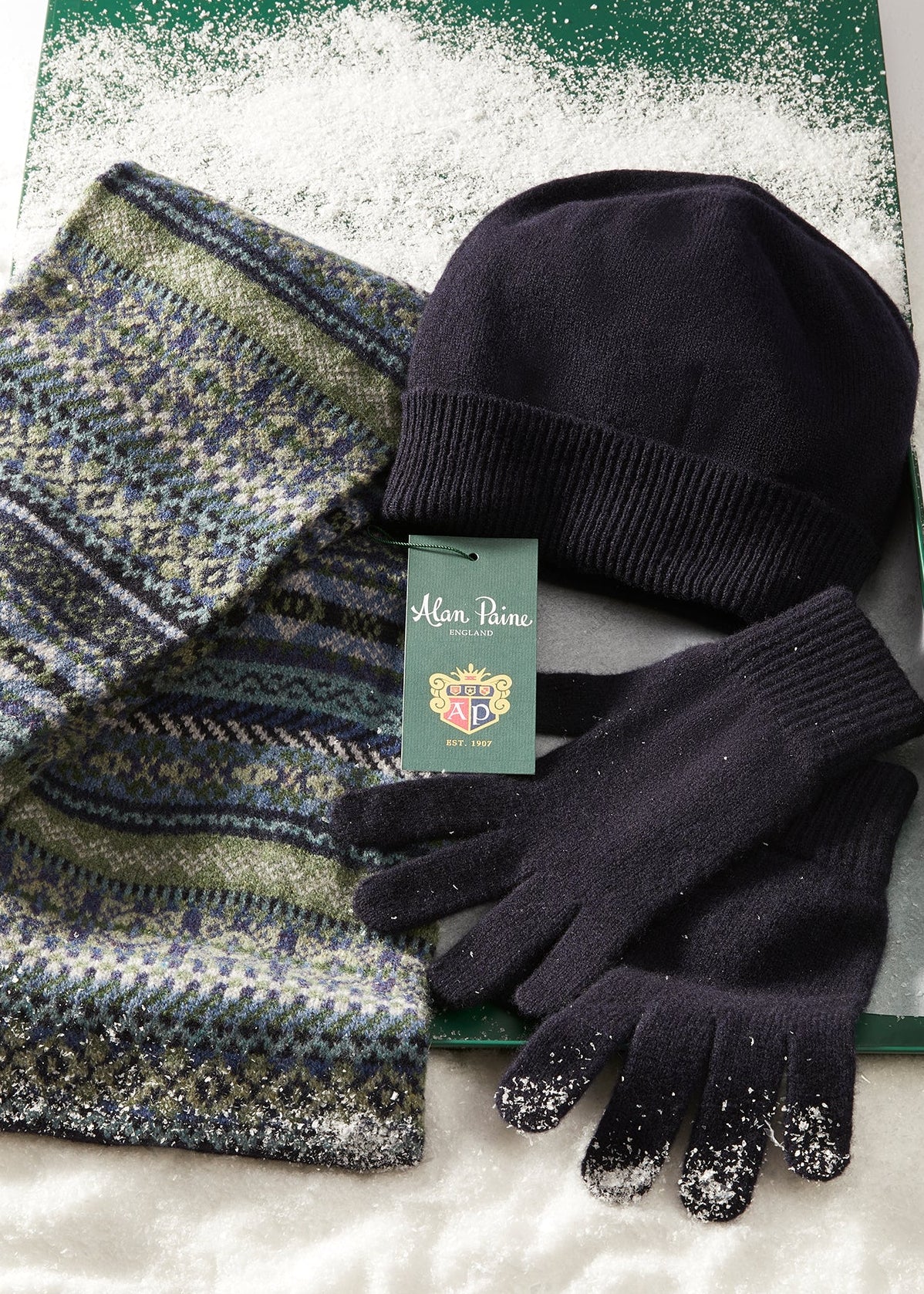 Tideswell Men's Knitted Wool Hat, Scarf and Glove Set In Navy