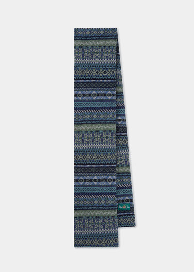 Tideswell Men's Knitted Wool Scarf In Navy