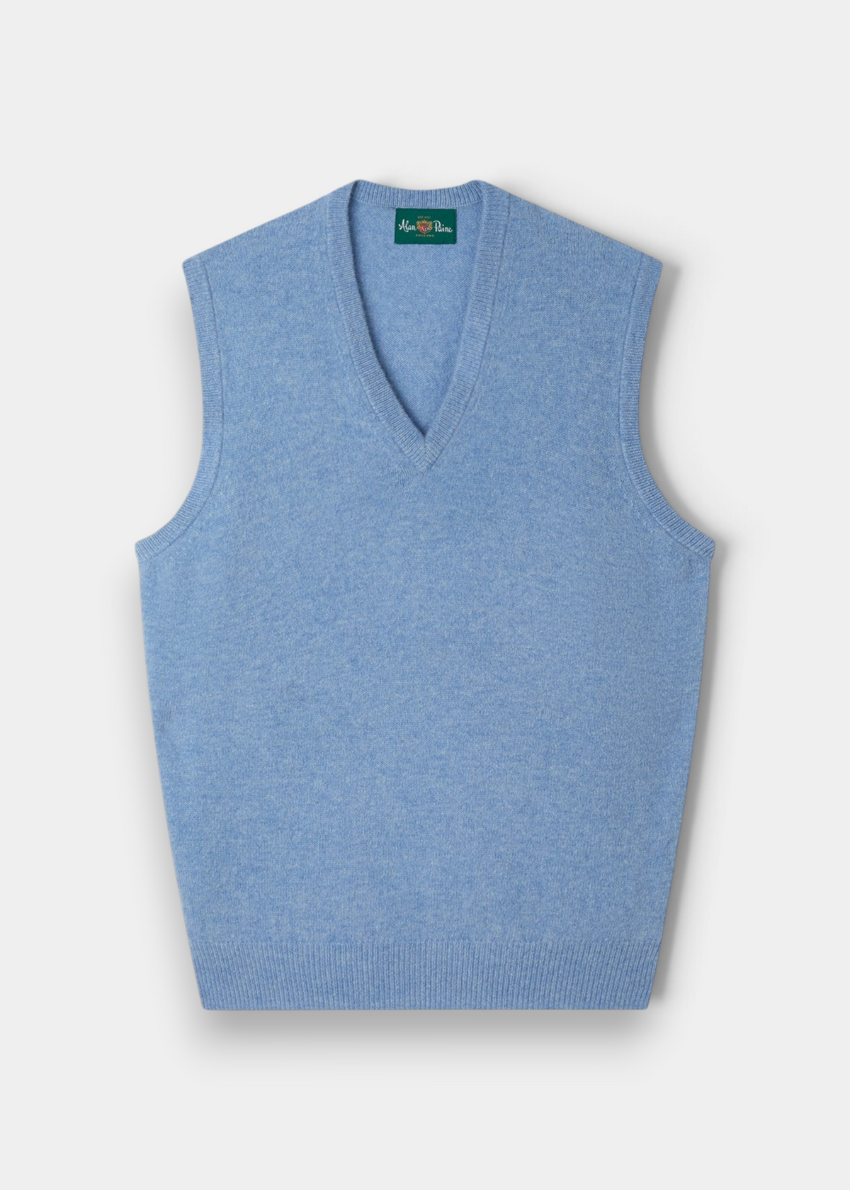 Norfolk Lambswool V-Neck Slipover In Glacier light blue V-neck slipover.