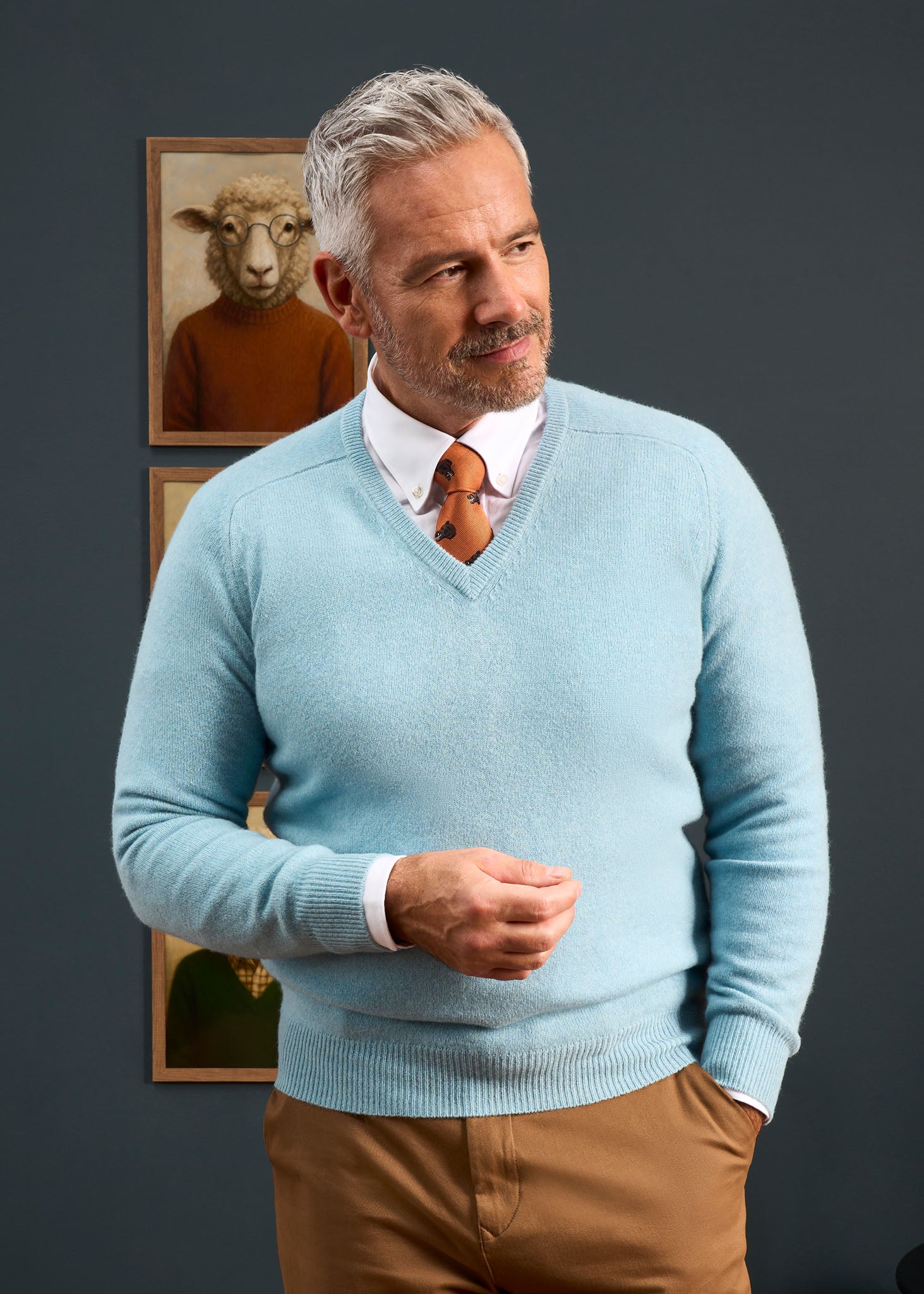 Hampshire Lambswool Jumper in Blue Seal