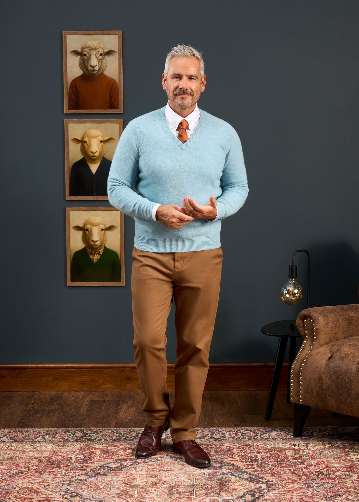 Hampshire Lambswool Jumper in Blue Seal