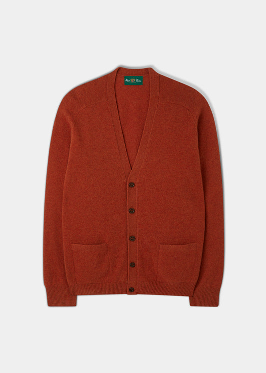 Cornwall Lambswool Cardigan in Ember