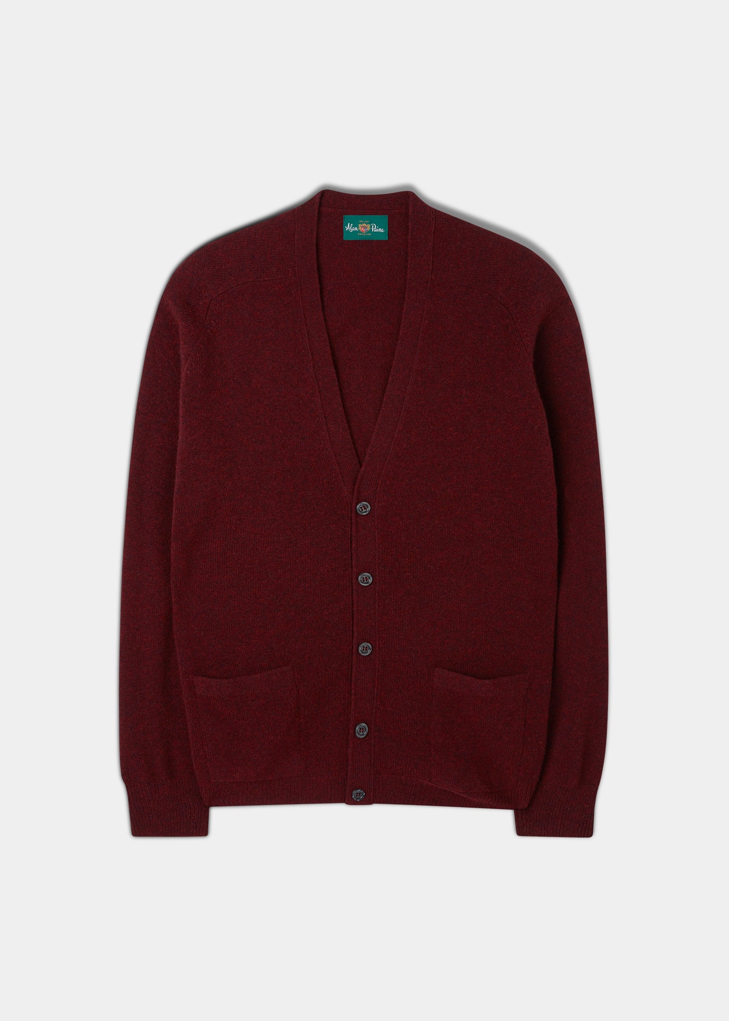 Cornwall Lambswool Cardigan in Red Velvet 