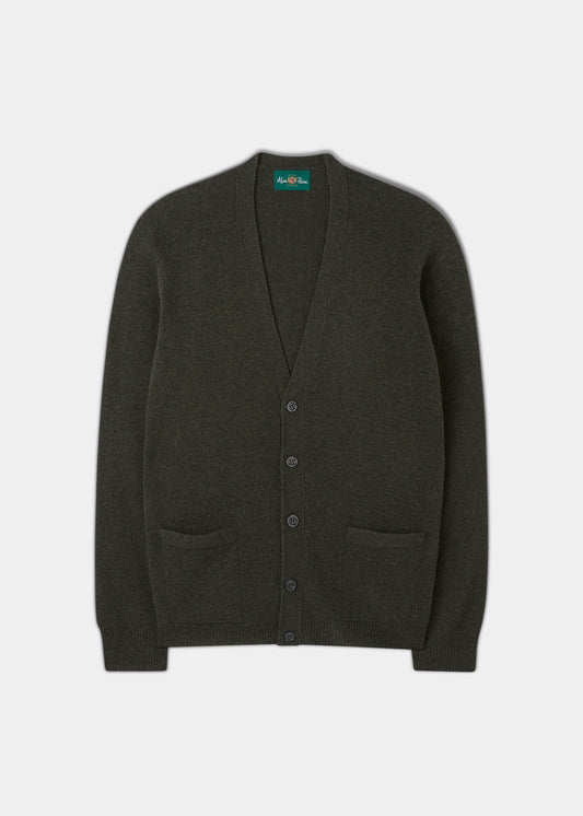 Cornwall Lambswool Cardigan in Seaweed 