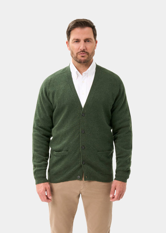 Men's Lambswool Vee Neck Cardigan Jumper in Landscape